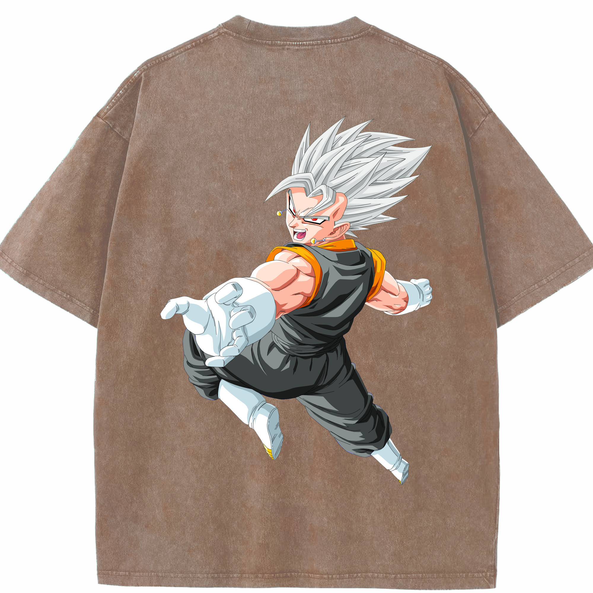 （画像用） ドラゴンボール ベジータ四世（Bejīta Yonsei）DRAGON BALL Vegeta IV 綿100% ヴィンテージ風 半袖Tシャツ（背面プリント）