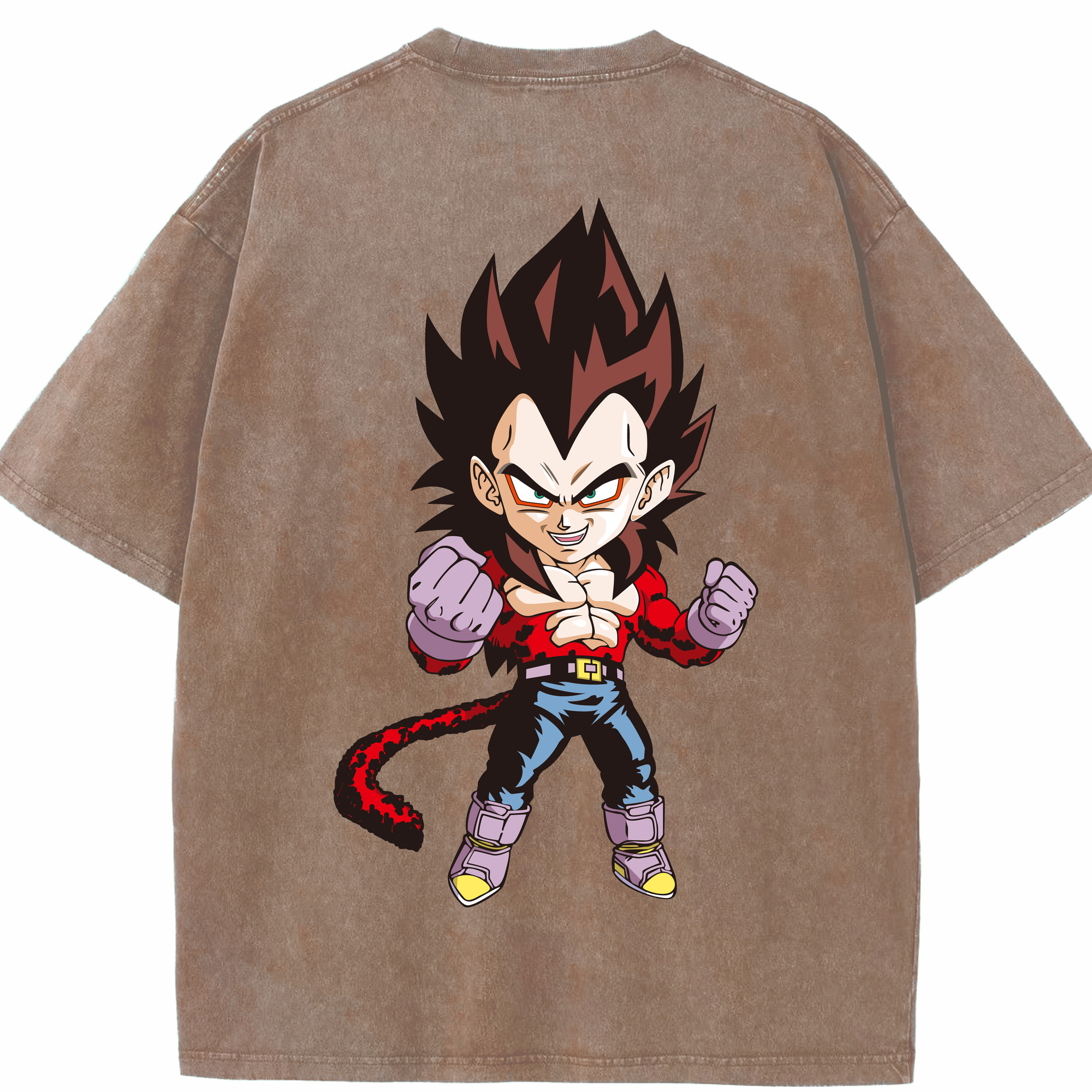 （画像用） ドラゴンボール ベジータ四世（Bejīta Yonsei）DRAGON BALL Vegeta IV 綿100% ヴィンテージ風 半袖Tシャツ（背面プリント）