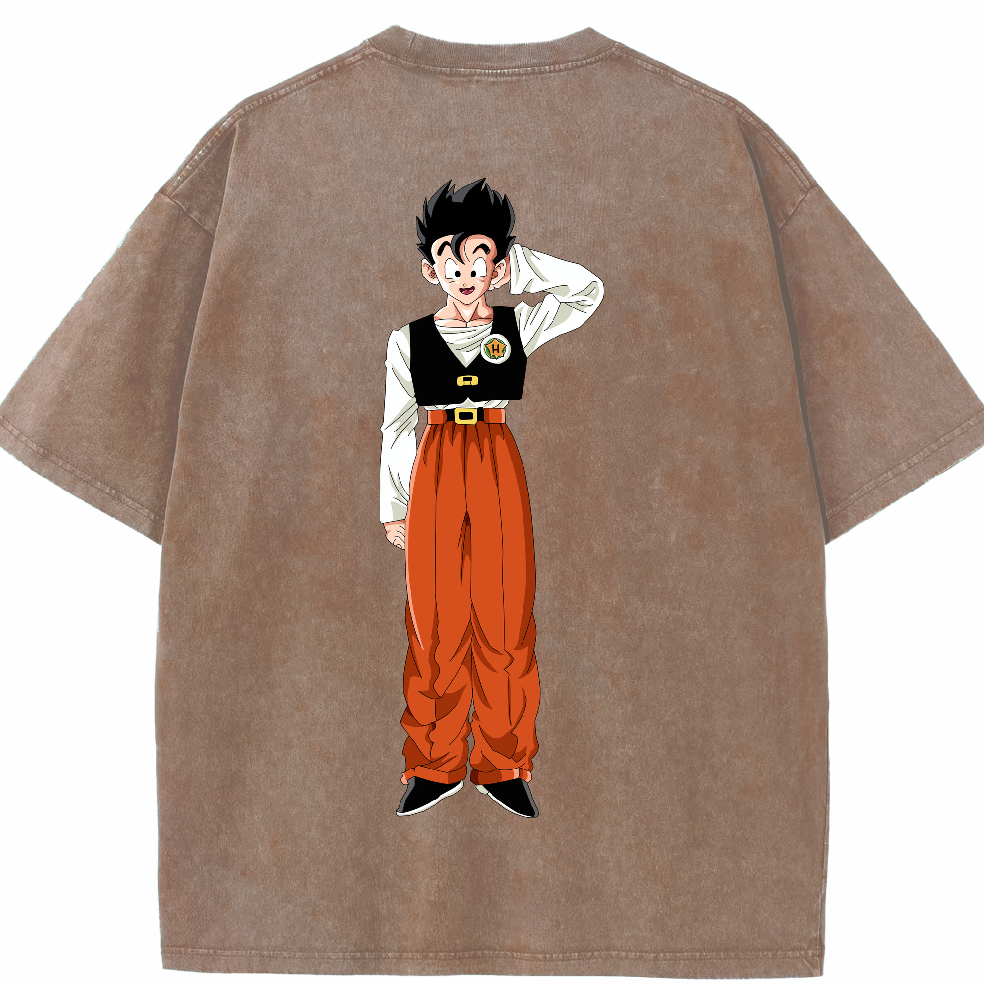 （画像用） ドラゴンボール 孫 悟飯（そんごはん）DRAGON BALL Son Gohan 綿100% ヴィンテージ風 半袖Tシャツ（背面プリント）