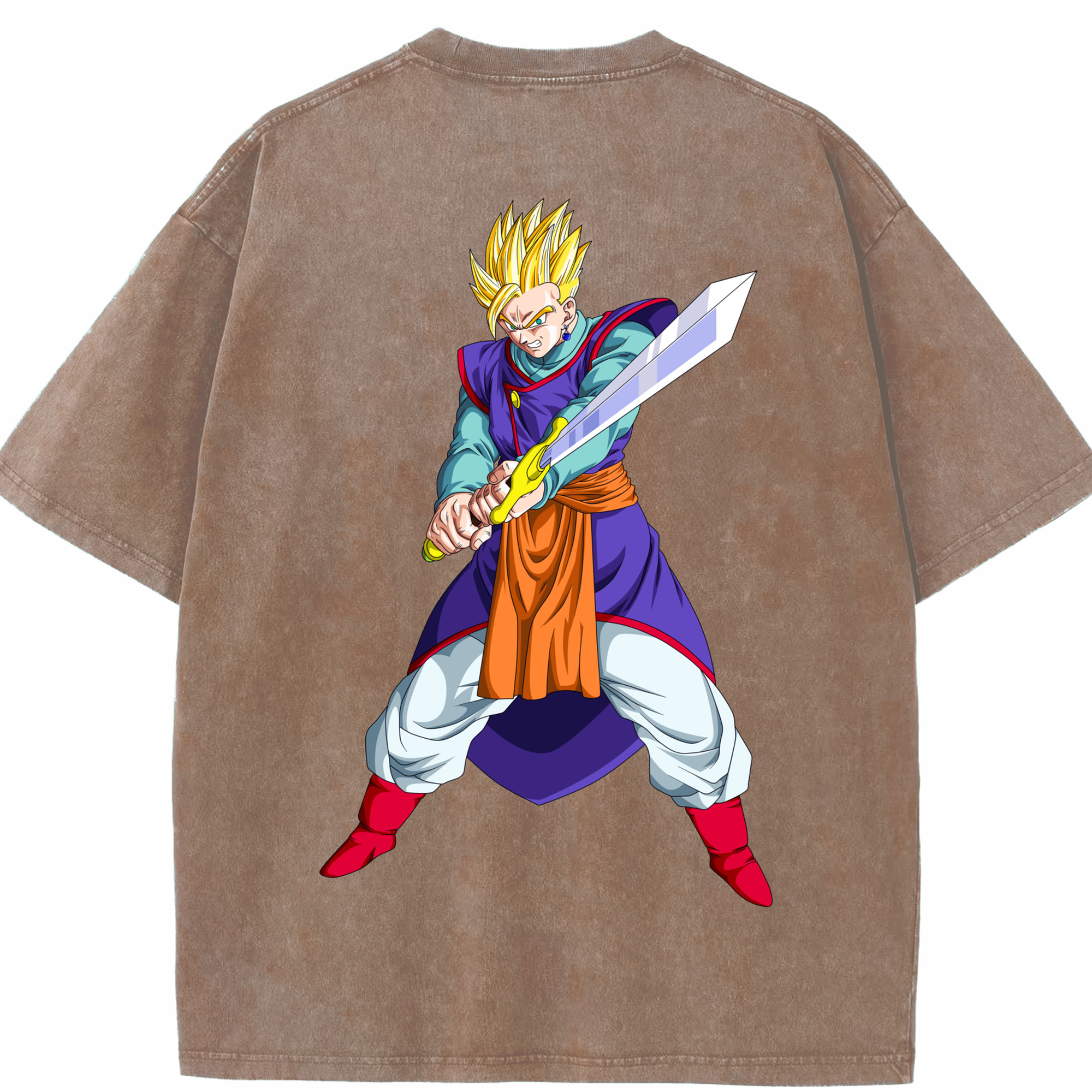 （画像用） ドラゴンボール 孫 悟飯（そんごはん）DRAGON BALL Son Gohan 綿100% ヴィンテージ風 半袖Tシャツ（背面プリント）