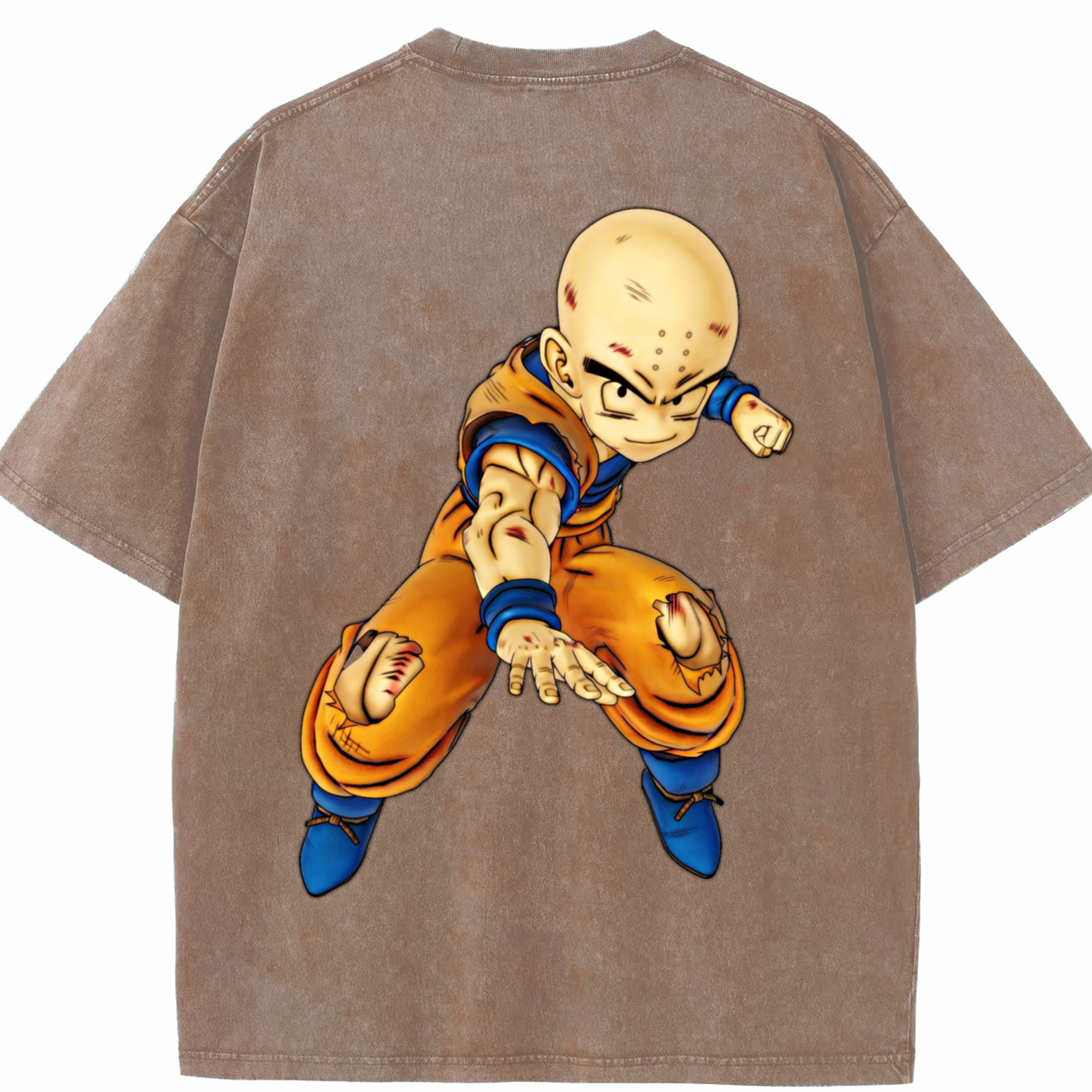 （画像用） ドラゴンボール クリリン DRAGON BALL krillin 綿100% ヴィンテージ風 半袖Tシャツ（背面プリント）