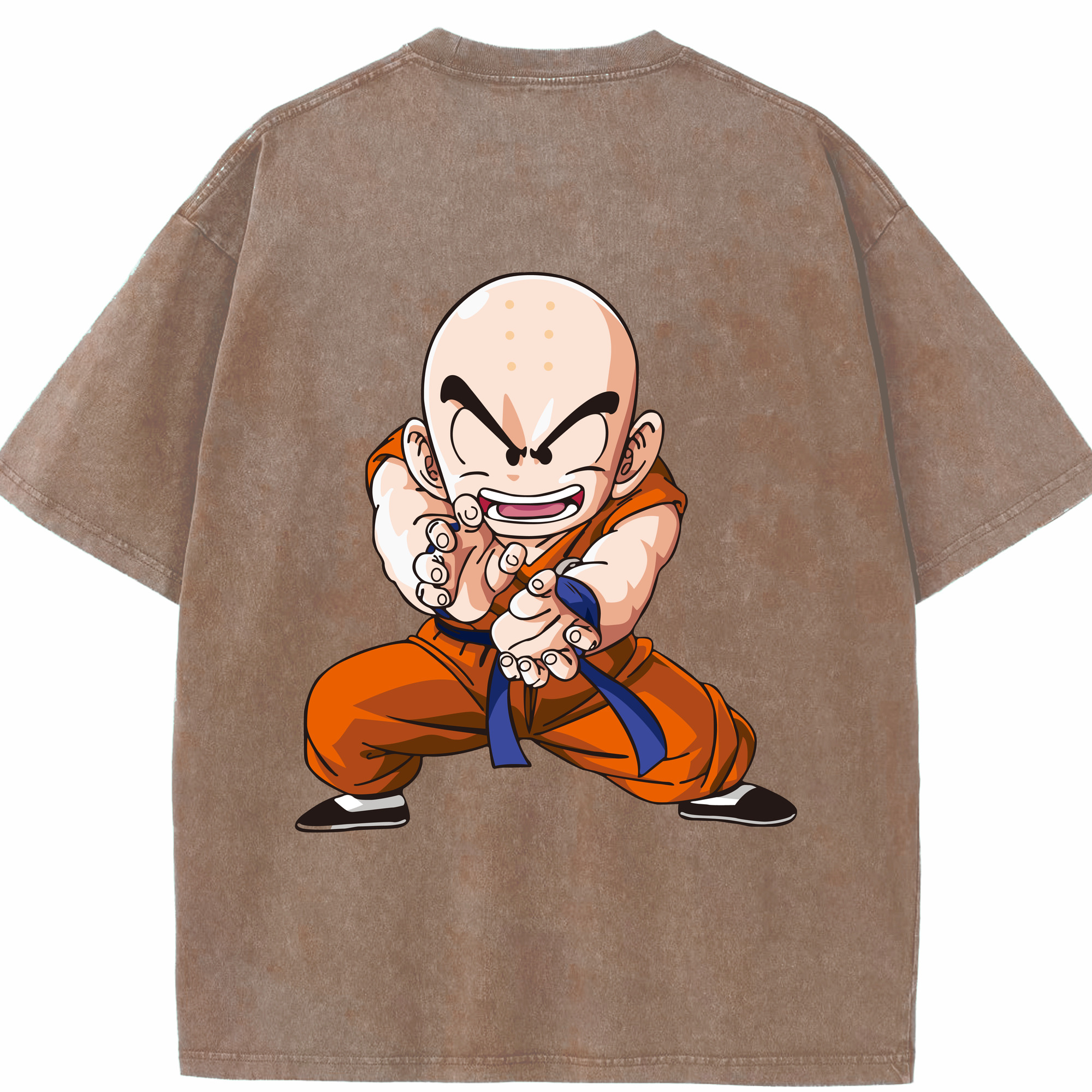 （画像用） ドラゴンボール クリリン DRAGON BALL krillin 綿100% ヴィンテージ風 半袖Tシャツ（背面プリント）
