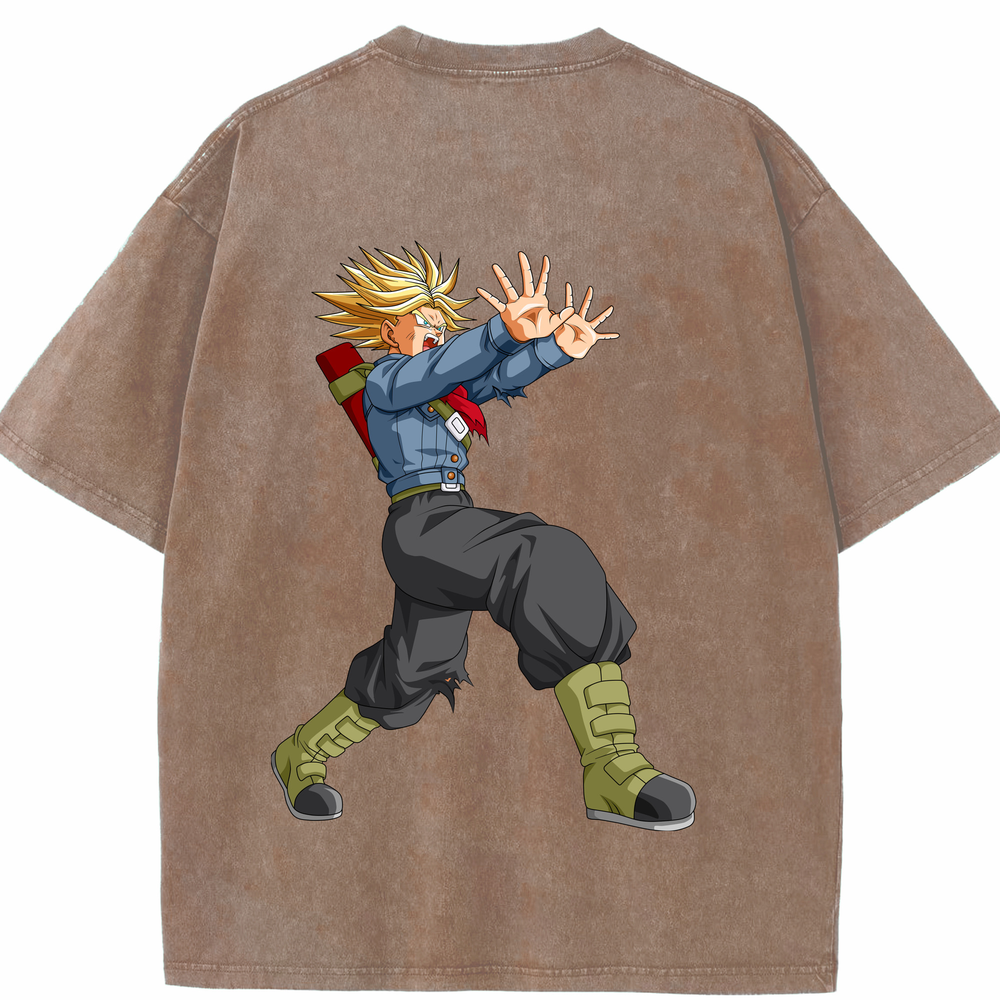 （画像用） ドラゴンボール トランクス（Torankusu）DRAGON BALL Trunks 綿100% ヴィンテージ風 半袖Tシャツ（背面プリント）