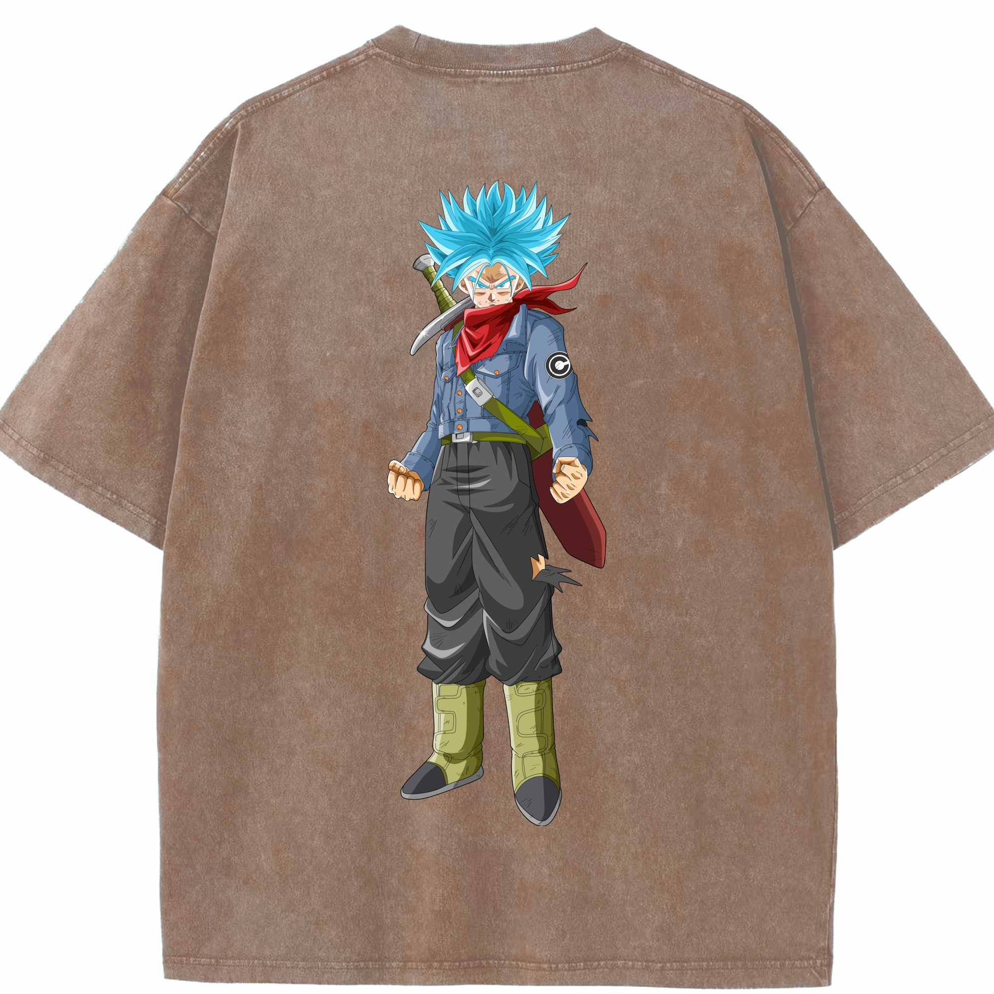 （画像用） ドラゴンボール トランクス（Torankusu）DRAGON BALL Trunks 綿100% ヴィンテージ風 半袖Tシャツ（背面プリント）