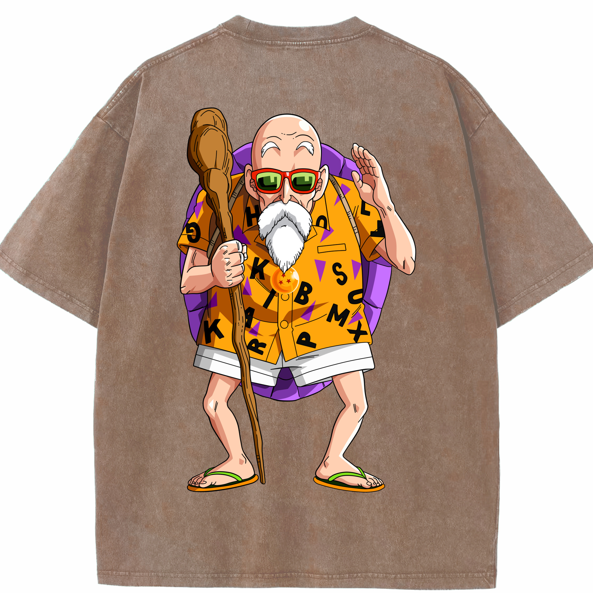 （画像用） ドラゴンボール 亀仙人（かめせんにん） DRAGON BALL Master Roshi Kame Sennin 綿100% ヴィンテージ風 半袖Tシャツ（背面プリント）