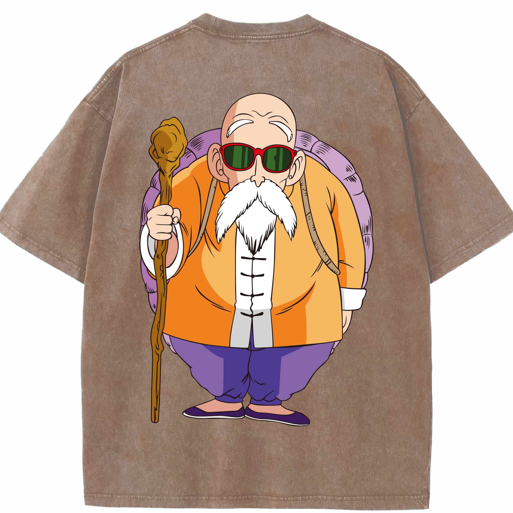 （画像用） ドラゴンボール 亀仙人（かめせんにん） DRAGON BALL Master Roshi Kame Sennin 綿100% ヴィンテージ風 半袖Tシャツ（背面プリント）