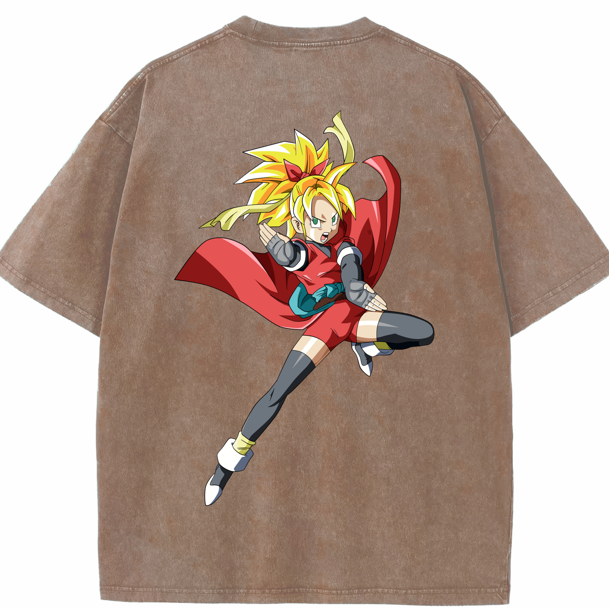 （画像用） ドラゴンボール カリフラ DRAGON BALL Caulifla 綿100% ヴィンテージ風 半袖Tシャツ（背面プリント）