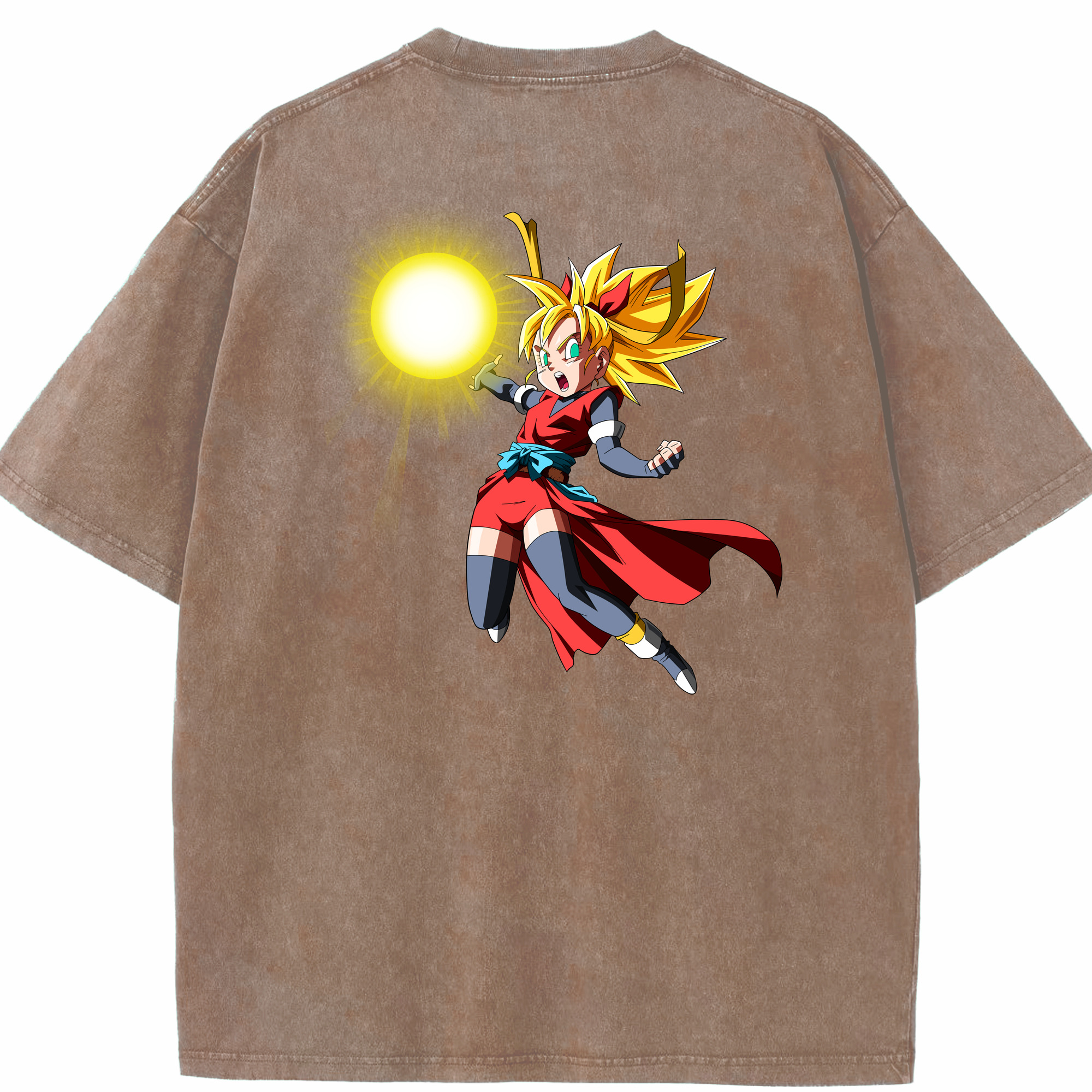 （画像用） ドラゴンボール カリフラ DRAGON BALL Caulifla 綿100% ヴィンテージ風 半袖Tシャツ（背面プリント）