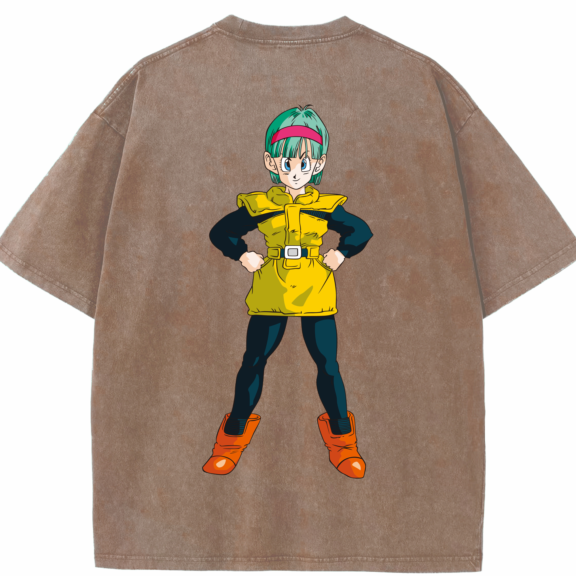 （画像用） ドラゴンボール ブルマ DRAGON BALL Bulma 綿100% ヴィンテージ風 半袖Tシャツ（背面プリント）