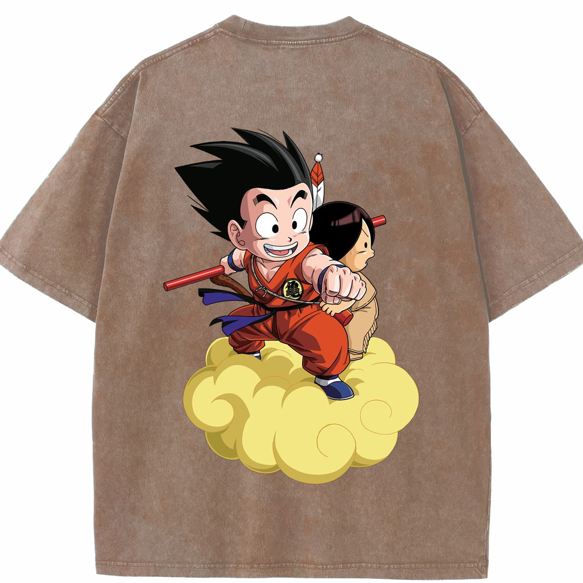 （画像用） ドラゴンボール 孫悟空（そん ごくう）Son Goku カカロット DRAGON BALL Kakarotto 綿100% ヴィンテージ風 半袖Tシャツ（背面プリント）