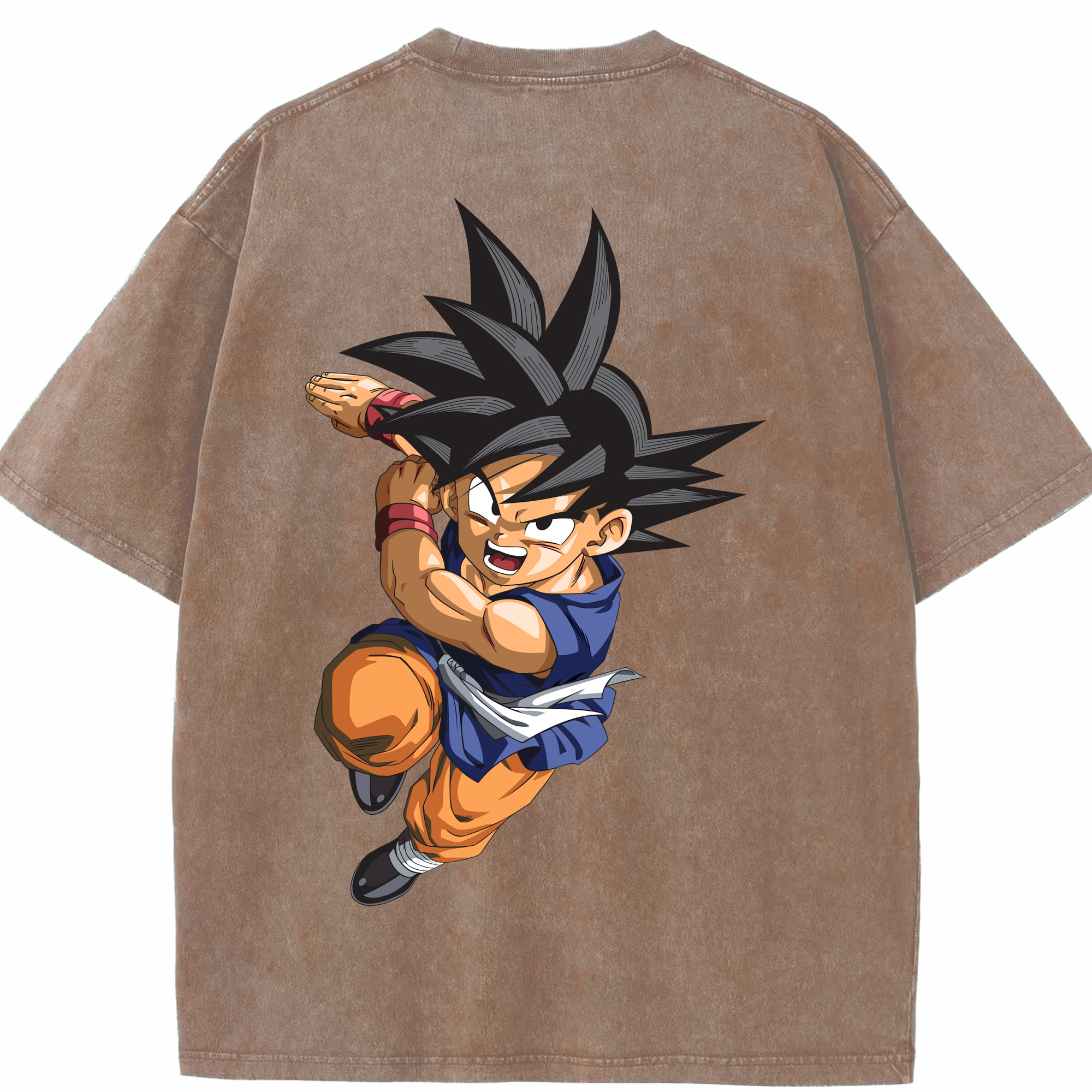 （画像用） ドラゴンボール 孫悟空（そん ごくう）Son Goku カカロット DRAGON BALL Kakarotto 綿100% ヴィンテージ風 半袖Tシャツ（背面プリント）