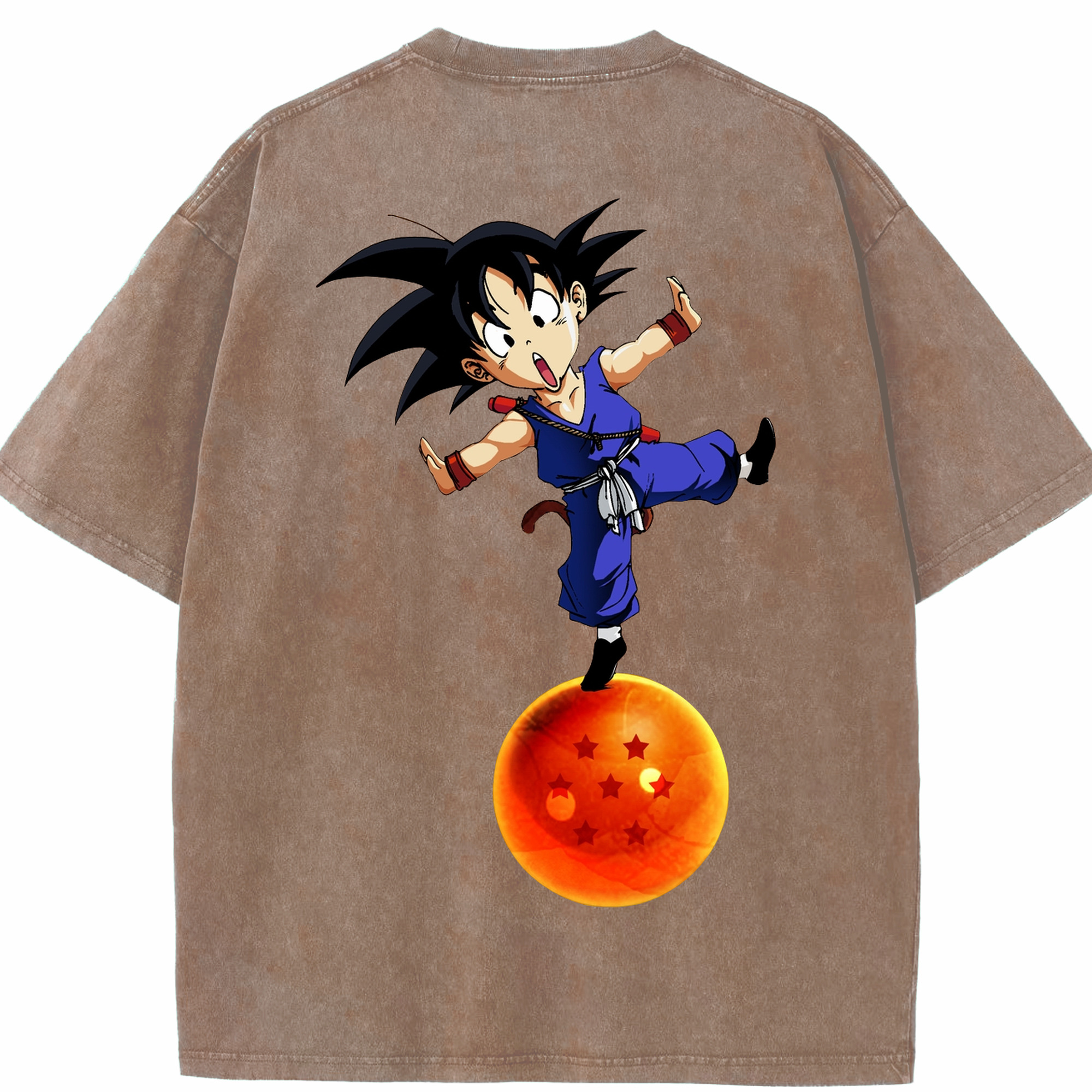 （画像用） ドラゴンボール 孫悟空（そん ごくう）Son Goku カカロット DRAGON BALL Kakarotto 綿100% ヴィンテージ風 半袖Tシャツ（背面プリント）