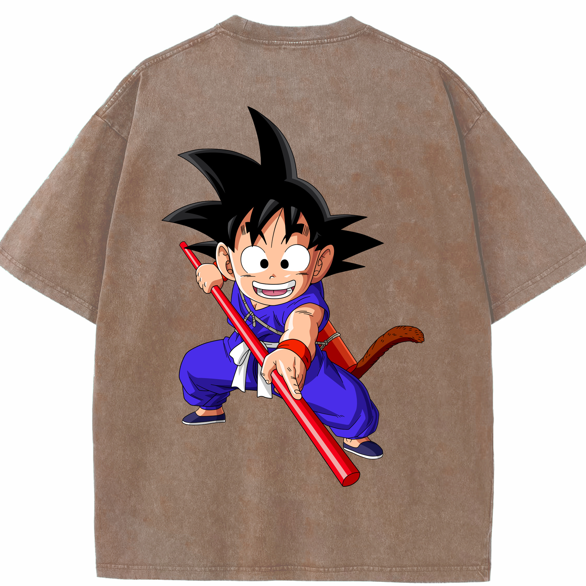 （画像用） ドラゴンボール 孫悟空（そん ごくう）Son Goku カカロット DRAGON BALL Kakarotto 綿100% ヴィンテージ風 半袖Tシャツ（背面プリント）