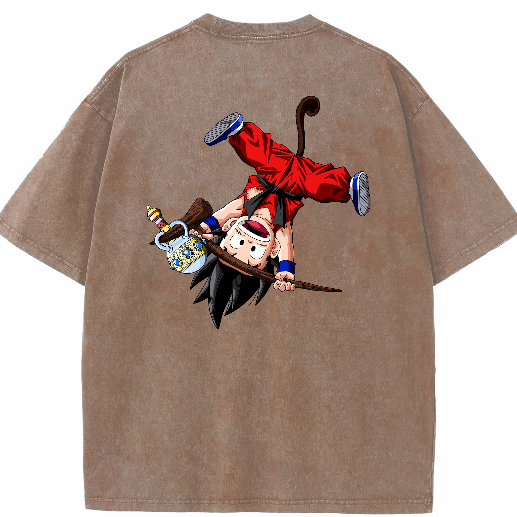 （画像用） ドラゴンボール 孫悟空（そん ごくう）Son Goku カカロット DRAGON BALL Kakarotto 綿100% ヴィンテージ風 半袖Tシャツ（背面プリント）
