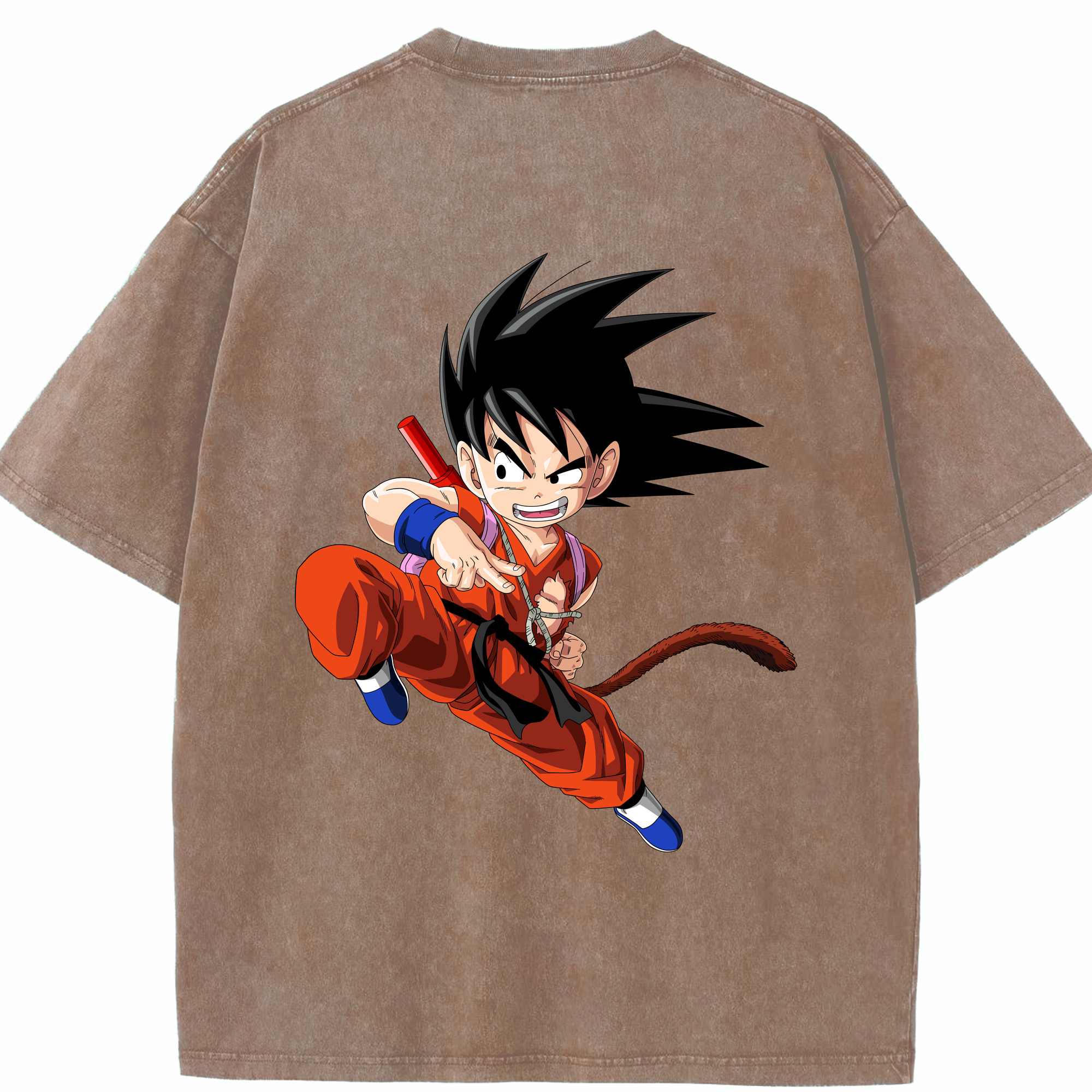 （画像用） ドラゴンボール 孫悟空（そん ごくう）Son Goku カカロット DRAGON BALL Kakarotto 綿100% ヴィンテージ風 半袖Tシャツ（背面プリント）
