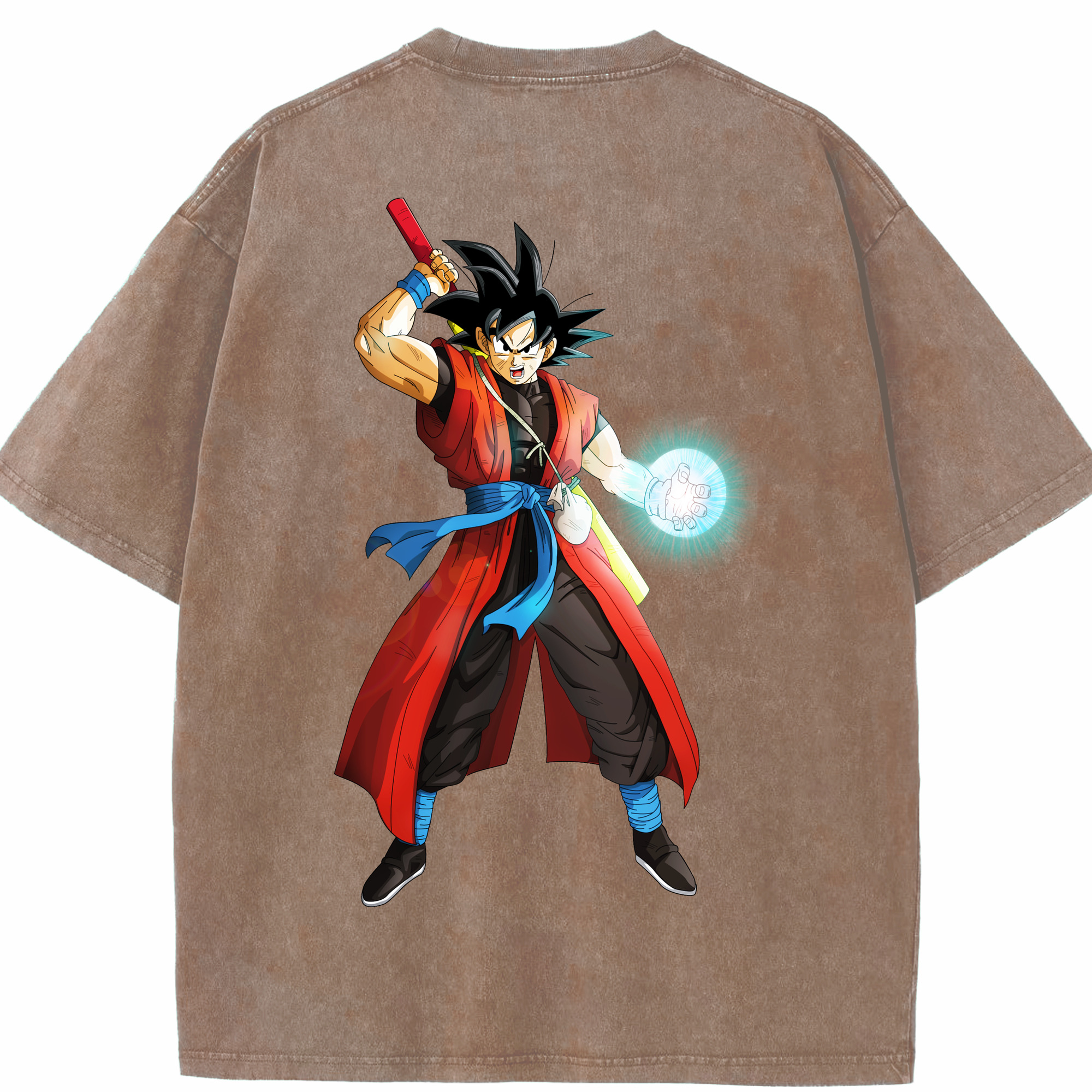 （画像用） ドラゴンボール 孫悟空（そん ごくう）Son Goku カカロット DRAGON BALL Kakarotto 綿100% ヴィンテージ風 半袖Tシャツ（背面プリント）