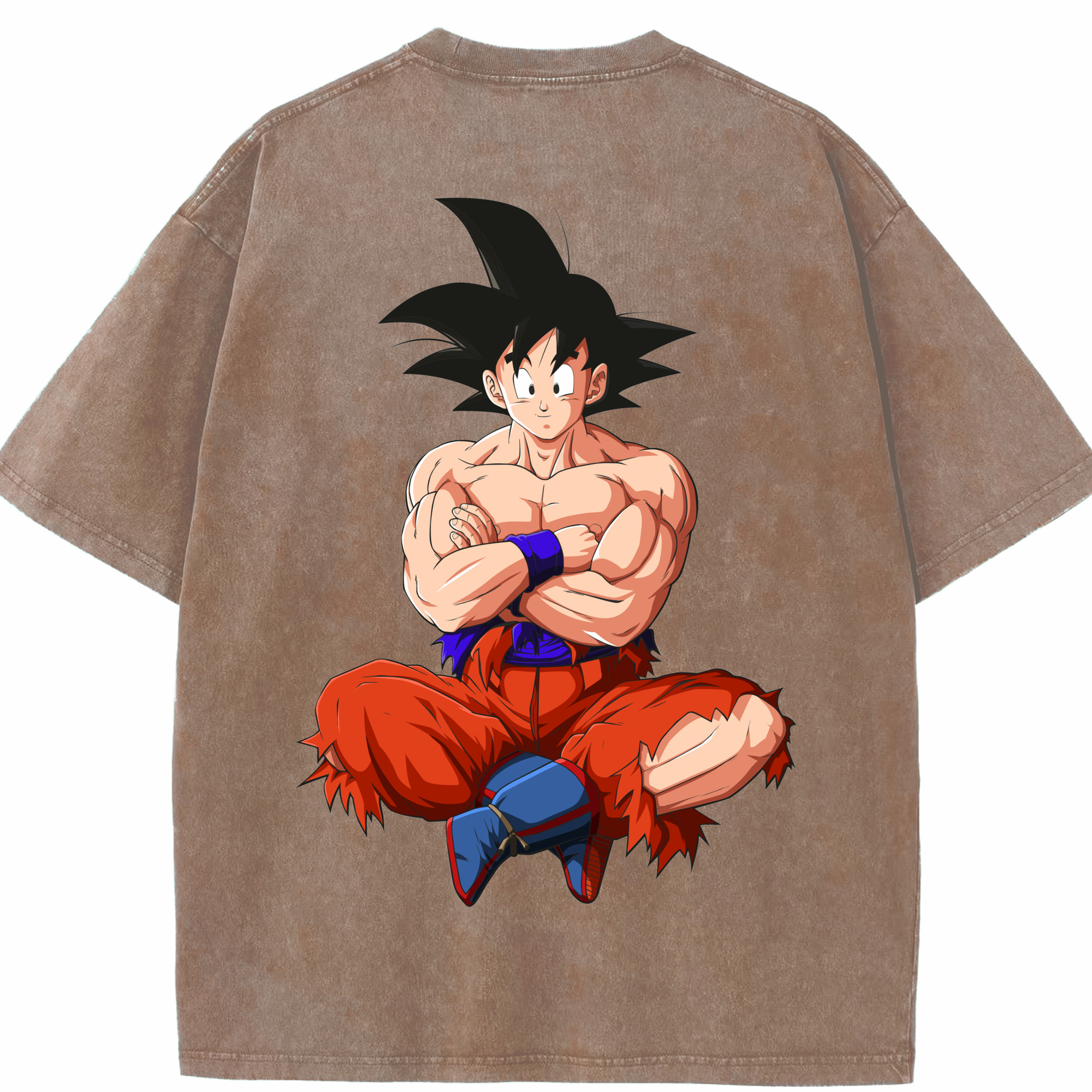 （画像用） ドラゴンボール 孫悟空（そん ごくう）Son Goku カカロット DRAGON BALL Kakarotto 綿100% ヴィンテージ風 半袖Tシャツ（背面プリント）