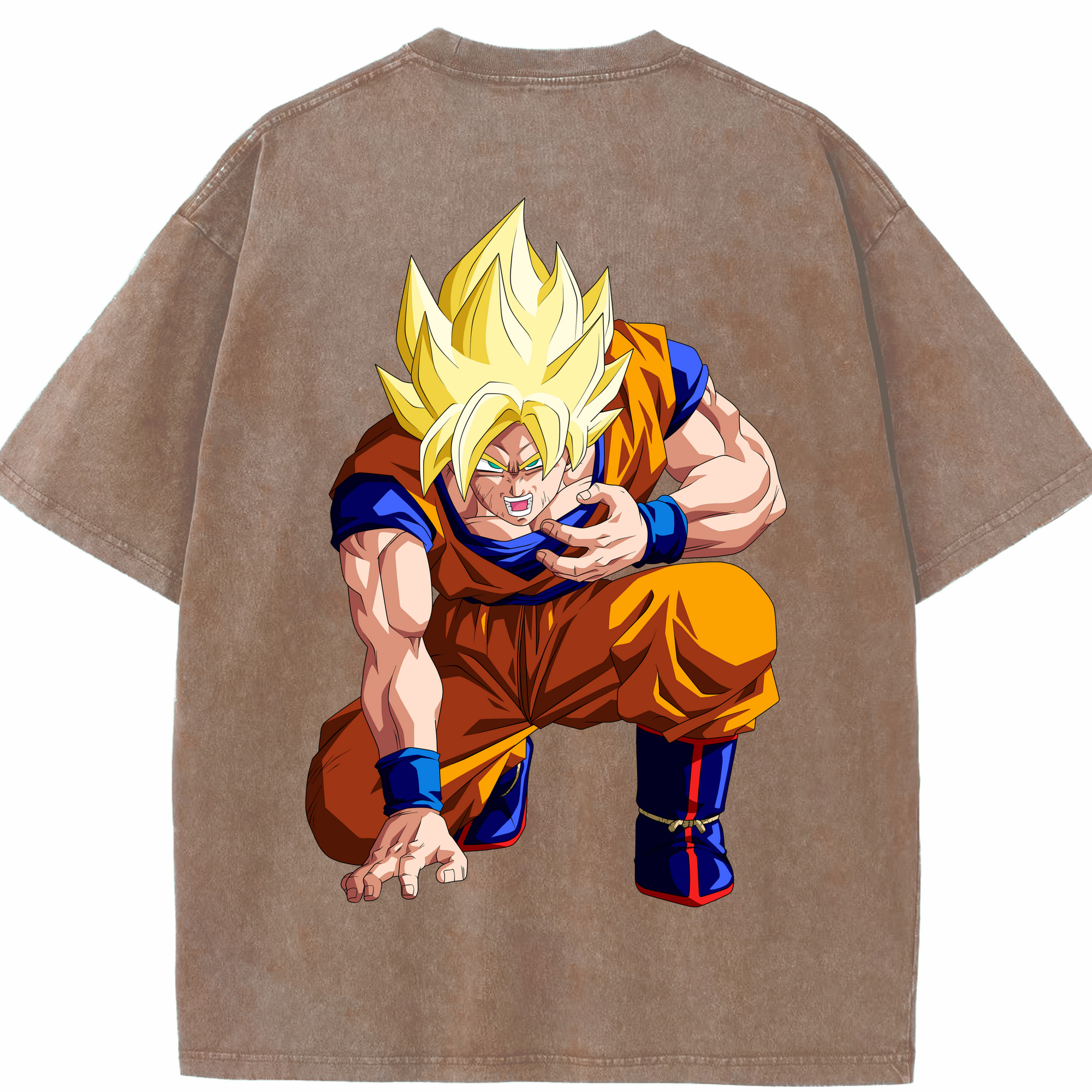（画像用） ドラゴンボール 孫悟空（そん ごくう）Son Goku カカロット DRAGON BALL Kakarotto 綿100% ヴィンテージ風 半袖Tシャツ（背面プリント）