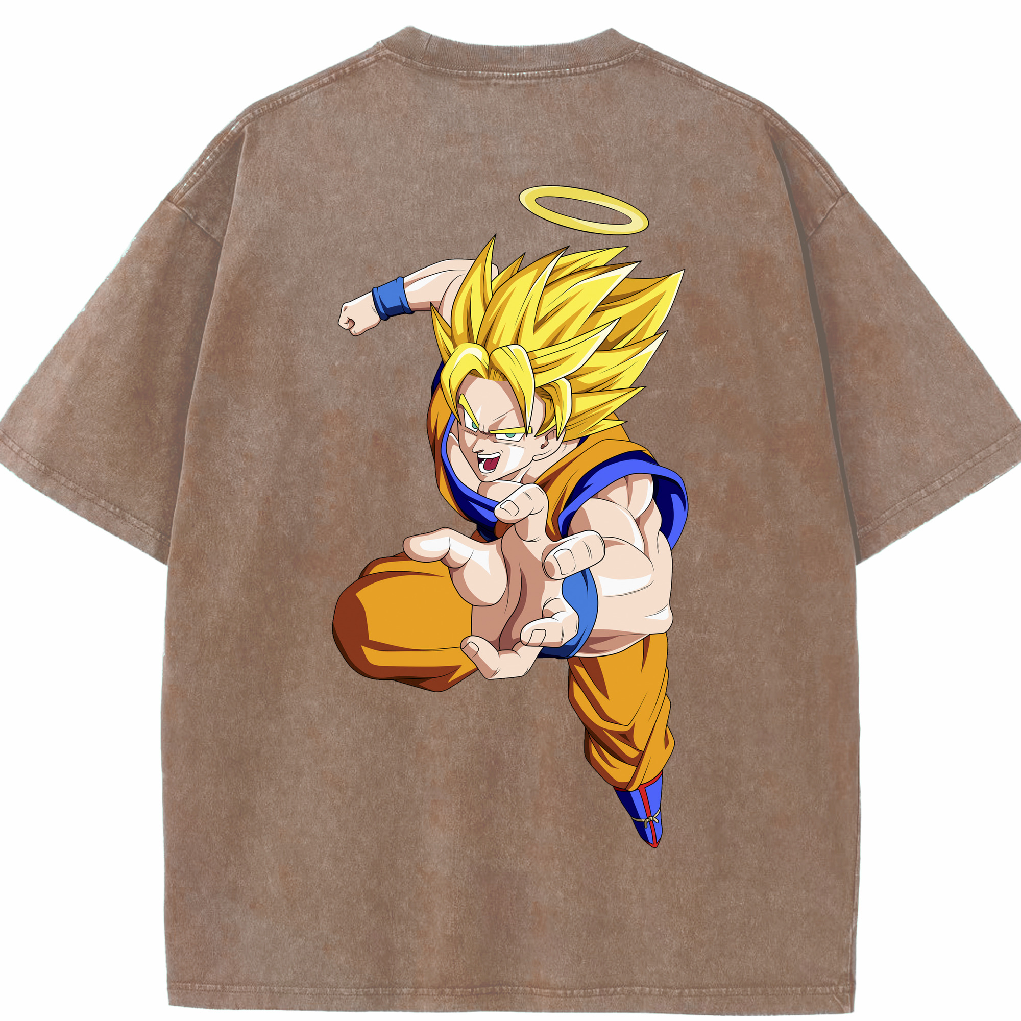 （画像用） ドラゴンボール 孫悟空（そん ごくう）Son Goku カカロット DRAGON BALL Kakarotto 綿100% ヴィンテージ風 半袖Tシャツ（背面プリント）