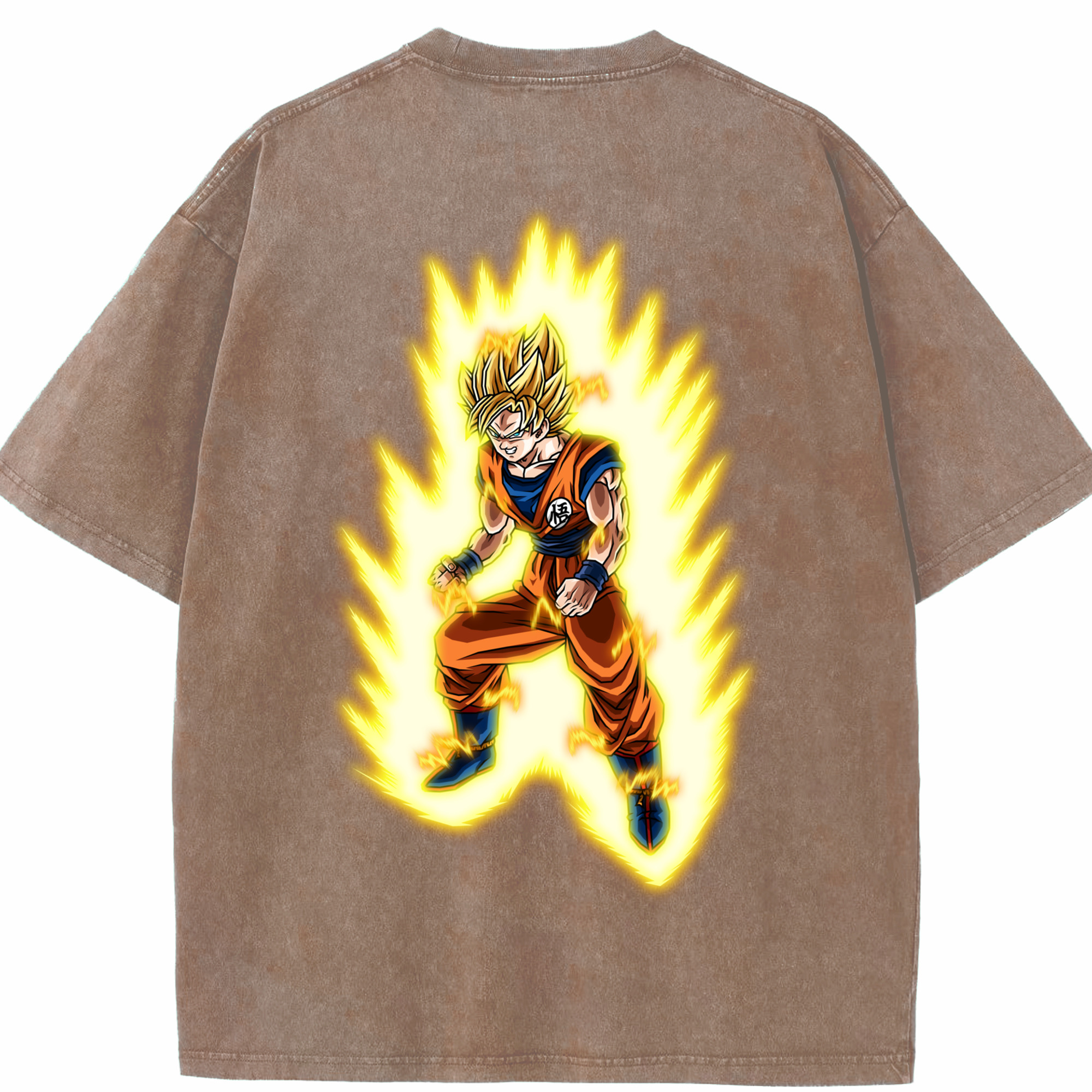 （画像用） ドラゴンボール 孫悟空（そん ごくう）Son Goku カカロット DRAGON BALL Kakarotto 綿100% ヴィンテージ風 半袖Tシャツ（背面プリント）