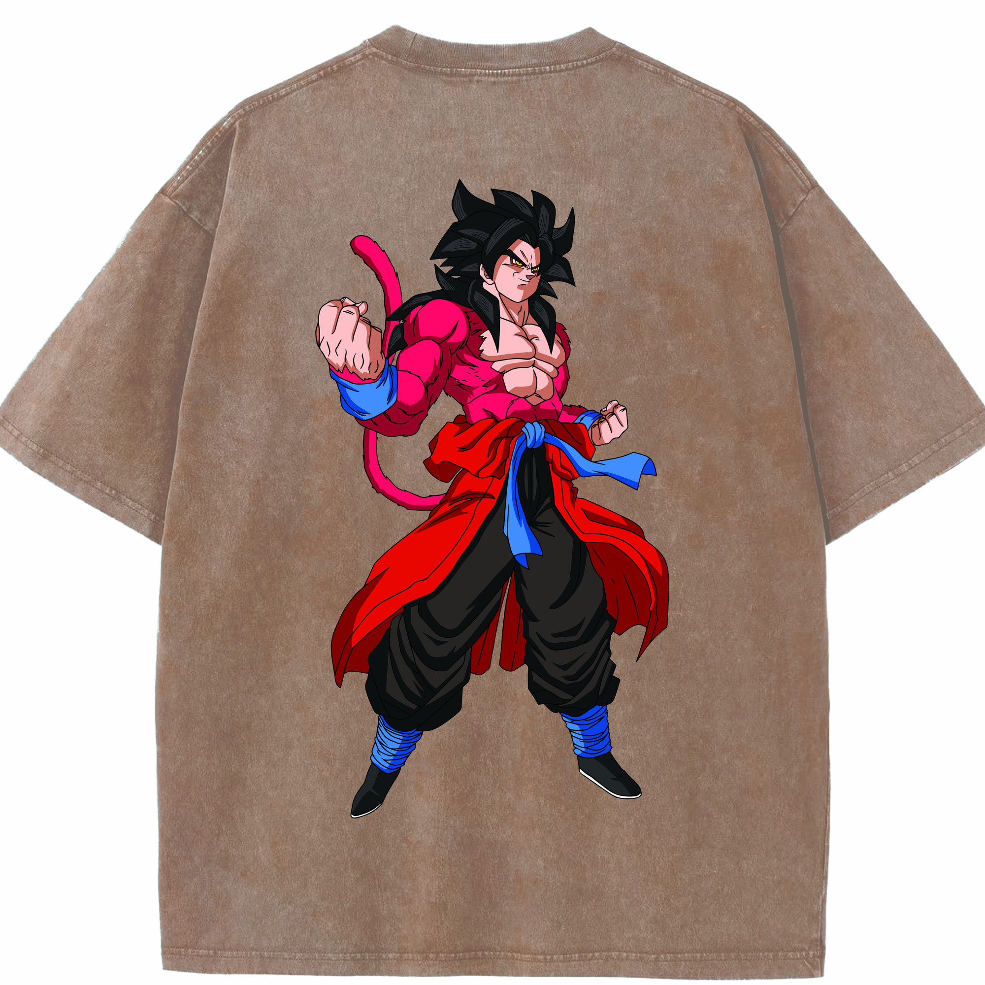 （画像用） ドラゴンボール 孫悟空（そん ごくう）Son Goku カカロット DRAGON BALL Kakarotto 綿100% ヴィンテージ風 半袖Tシャツ（背面プリント）