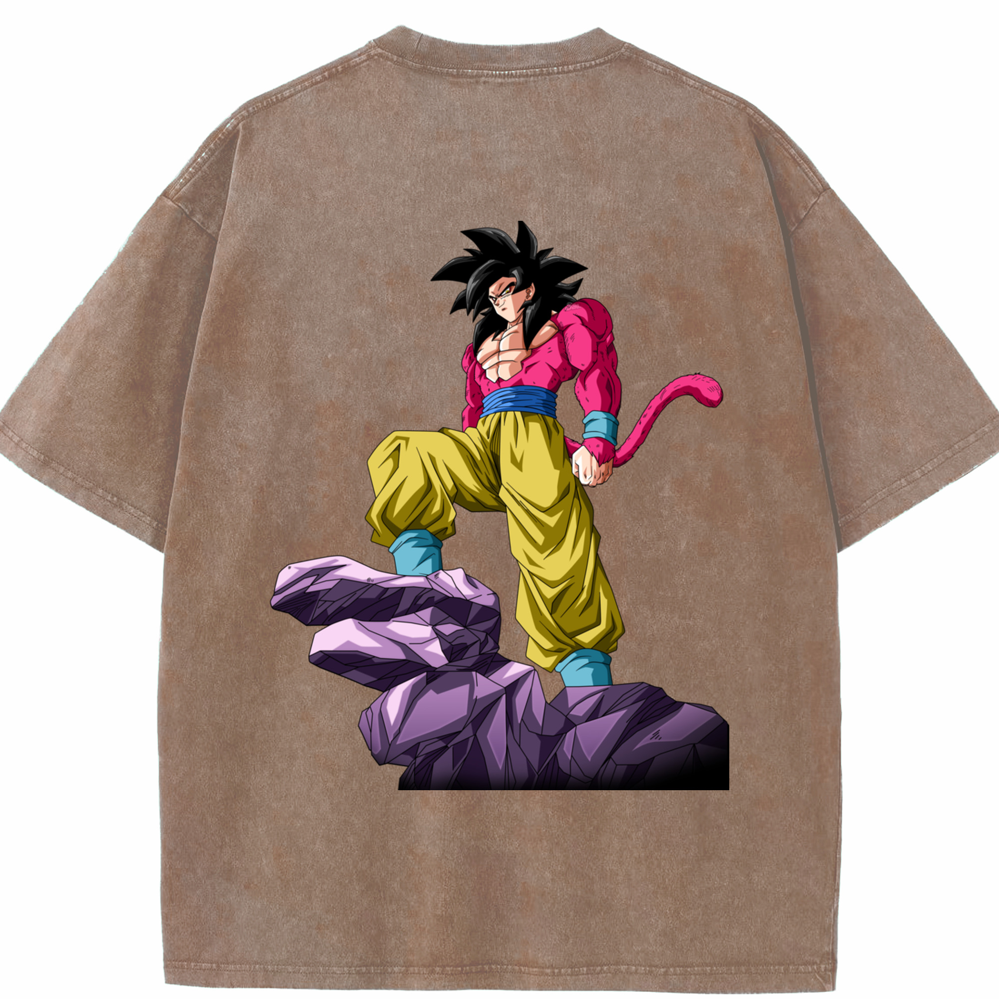 （画像用） ドラゴンボール 孫悟空（そん ごくう）Son Goku カカロット DRAGON BALL Kakarotto 綿100% ヴィンテージ風 半袖Tシャツ（背面プリント）