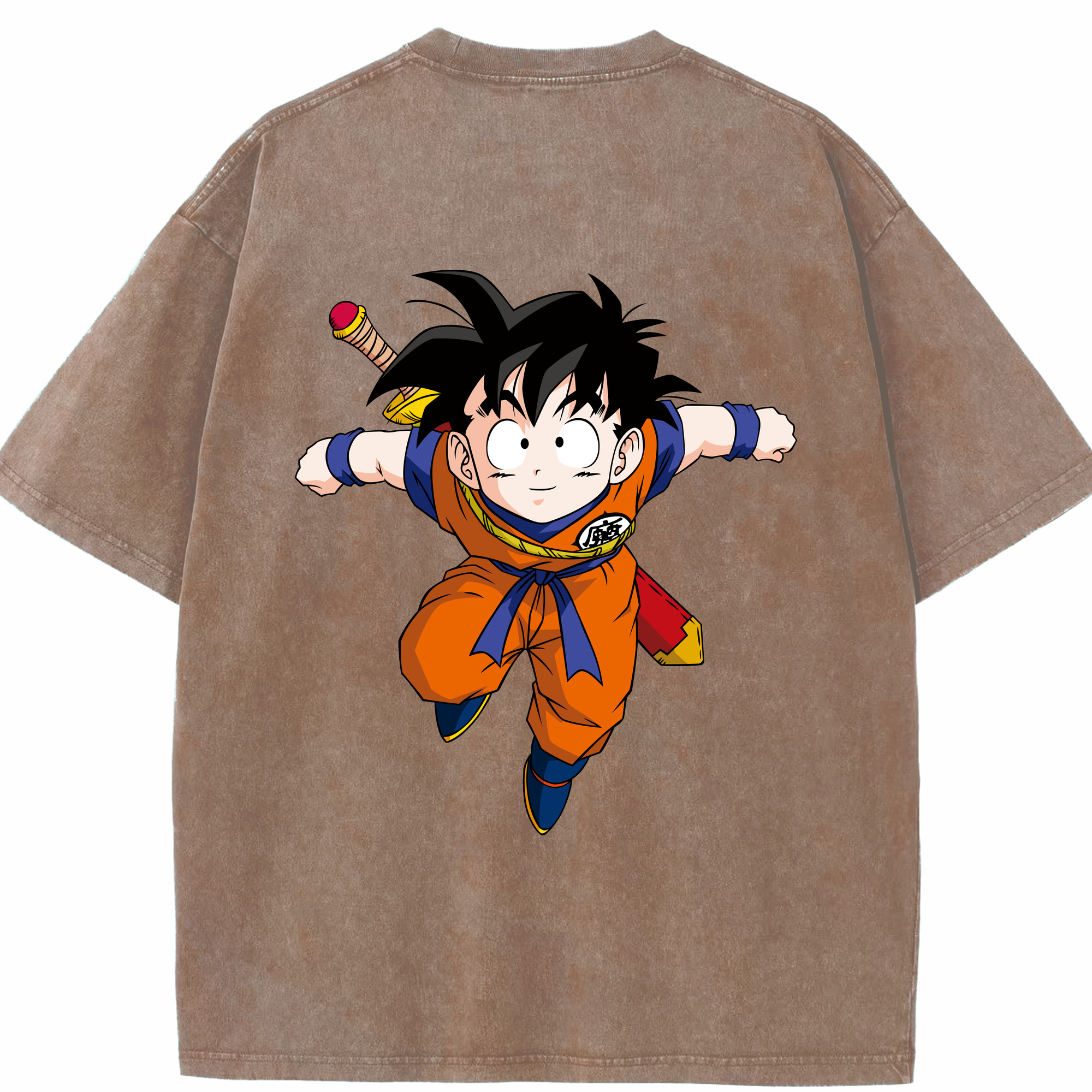 （画像用） ドラゴンボール 孫悟空（そん ごくう）Son Goku カカロット DRAGON BALL Kakarotto 綿100% ヴィンテージ風 半袖Tシャツ（背面プリント）
