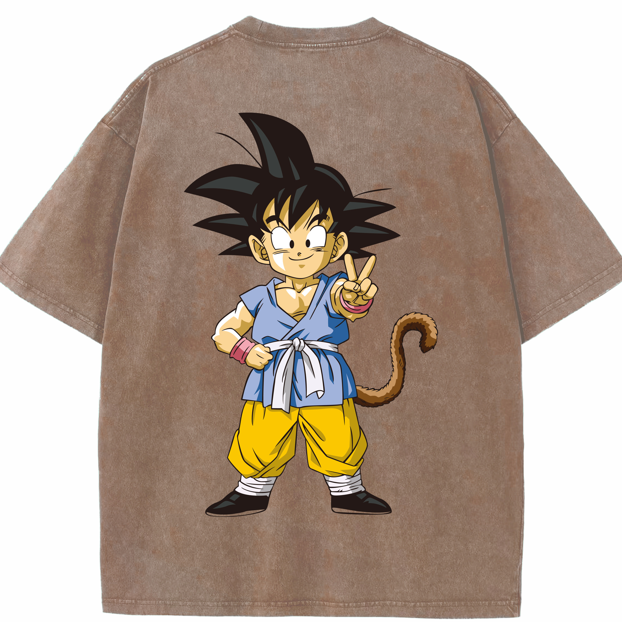 （画像用） ドラゴンボール 孫悟空（そん ごくう）Son Goku カカロット DRAGON BALL Kakarotto 綿100% ヴィンテージ風 半袖Tシャツ（背面プリント）