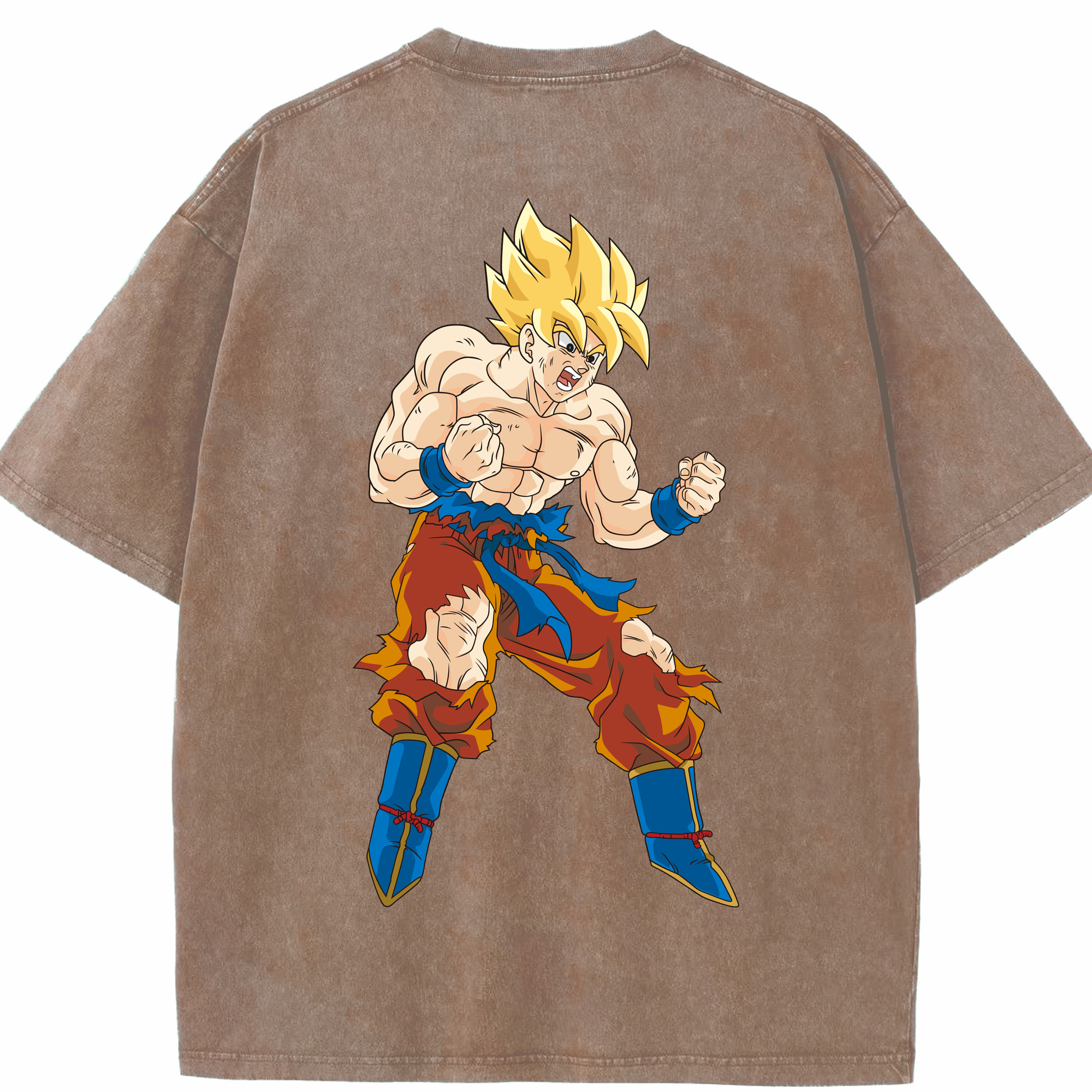 （画像用） ドラゴンボール 孫悟空（そん ごくう）Son Goku カカロット DRAGON BALL Kakarotto 綿100% ヴィンテージ風 半袖Tシャツ（背面プリント）