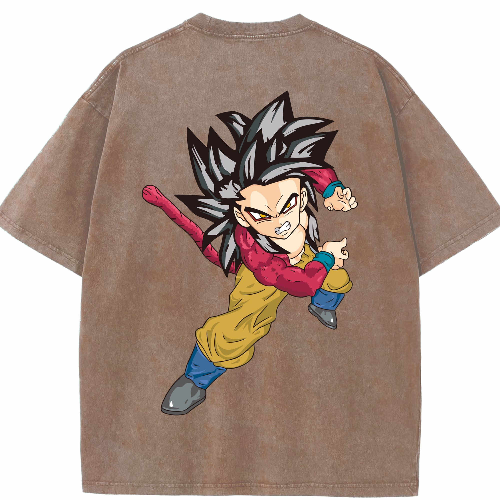 （画像用） ドラゴンボール 孫悟空（そん ごくう）Son Goku カカロット DRAGON BALL Kakarotto 綿100% ヴィンテージ風 半袖Tシャツ（背面プリント）