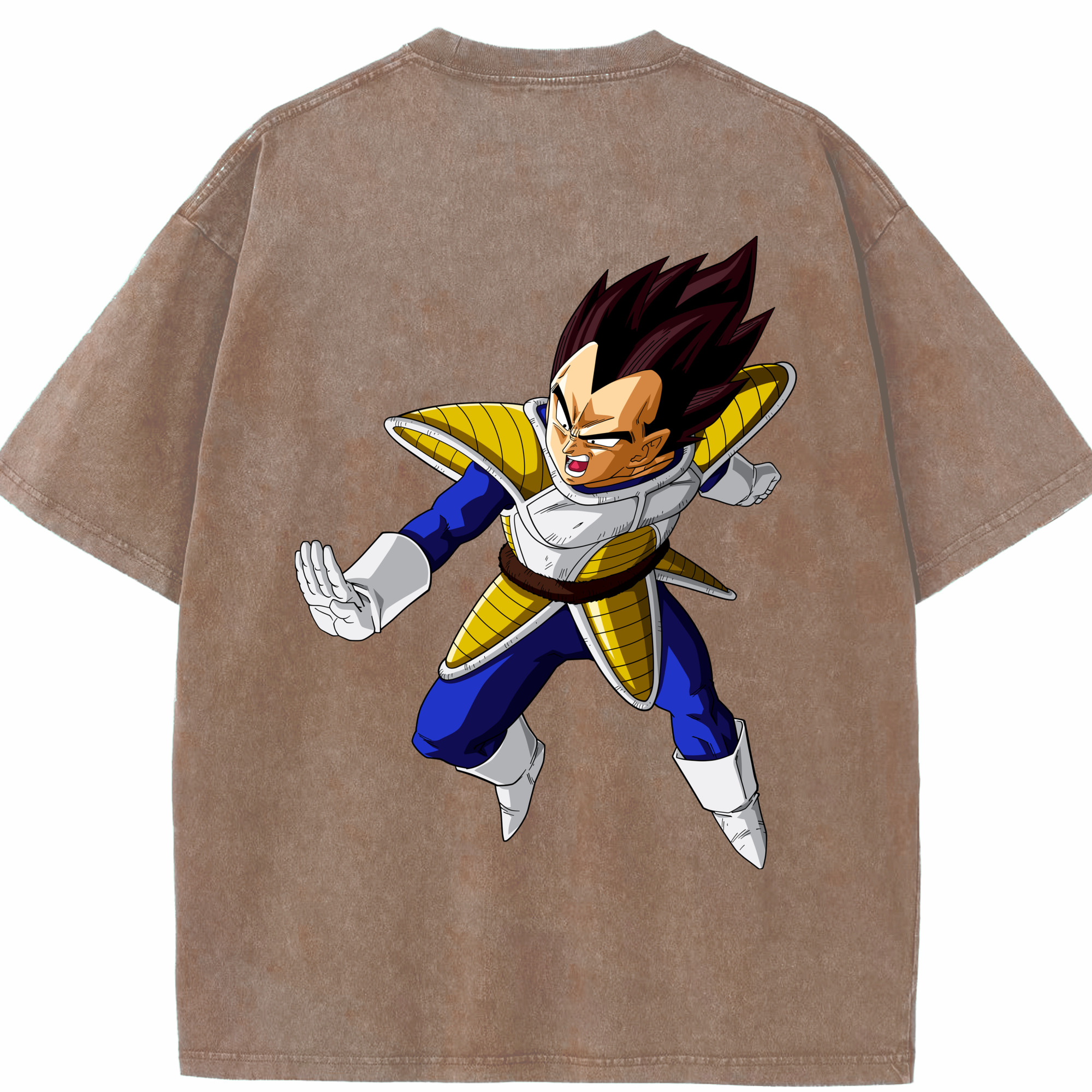 （画像用） ドラゴンボール ベジータ四世（Bejīta Yonsei）DRAGON BALL Vegeta IV 綿100% ヴィンテージ風 半袖Tシャツ（背面プリント）