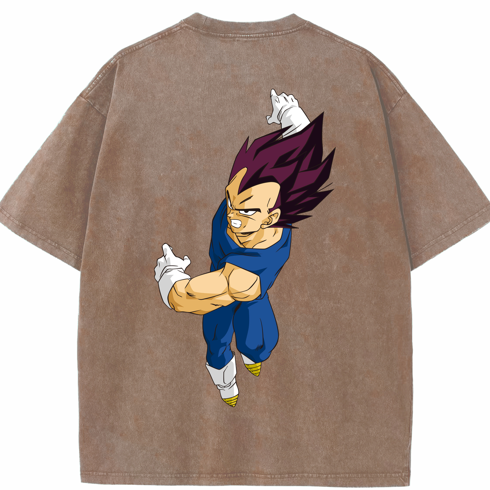（画像用） ドラゴンボール ベジータ四世（Bejīta Yonsei）DRAGON BALL Vegeta IV 綿100% ヴィンテージ風 半袖Tシャツ（背面プリント）