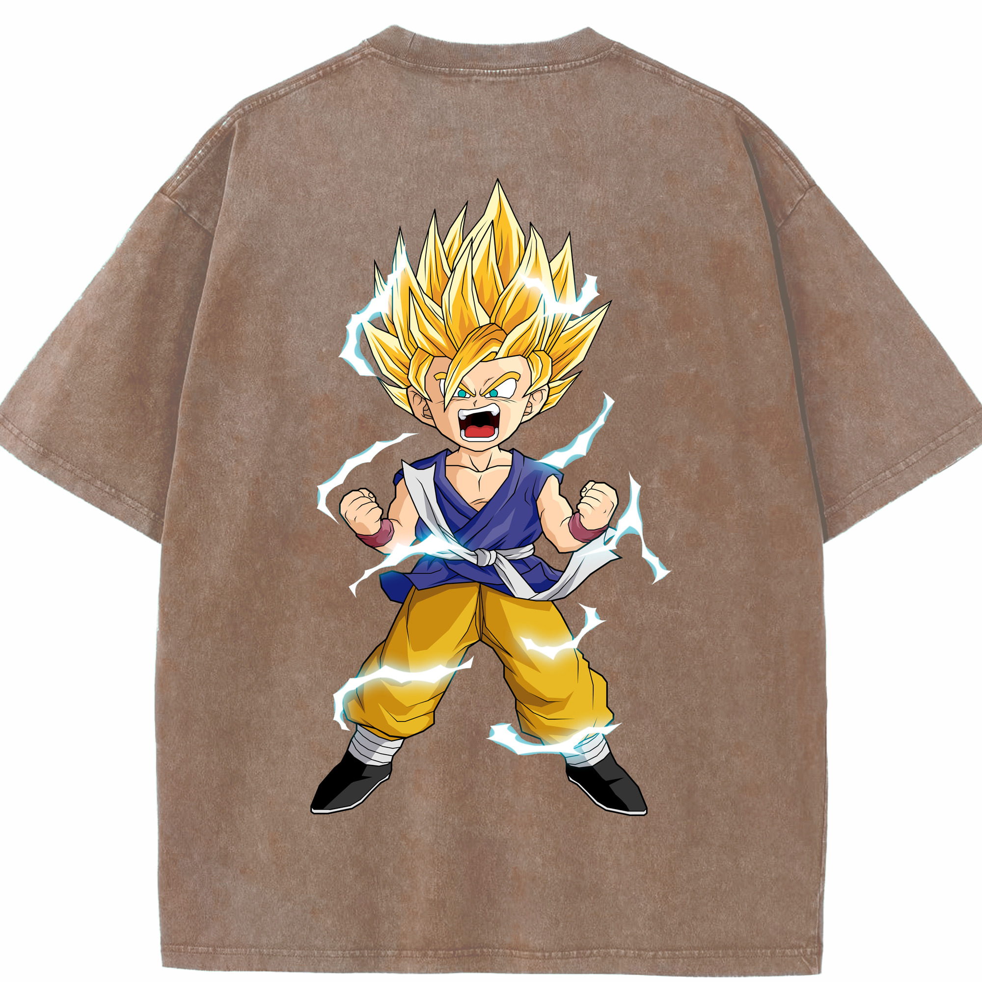 （画像用） ドラゴンボール 孫 悟飯（そんごはん）DRAGON BALL Son Gohan 綿100% ヴィンテージ風 半袖Tシャツ（背面プリント）