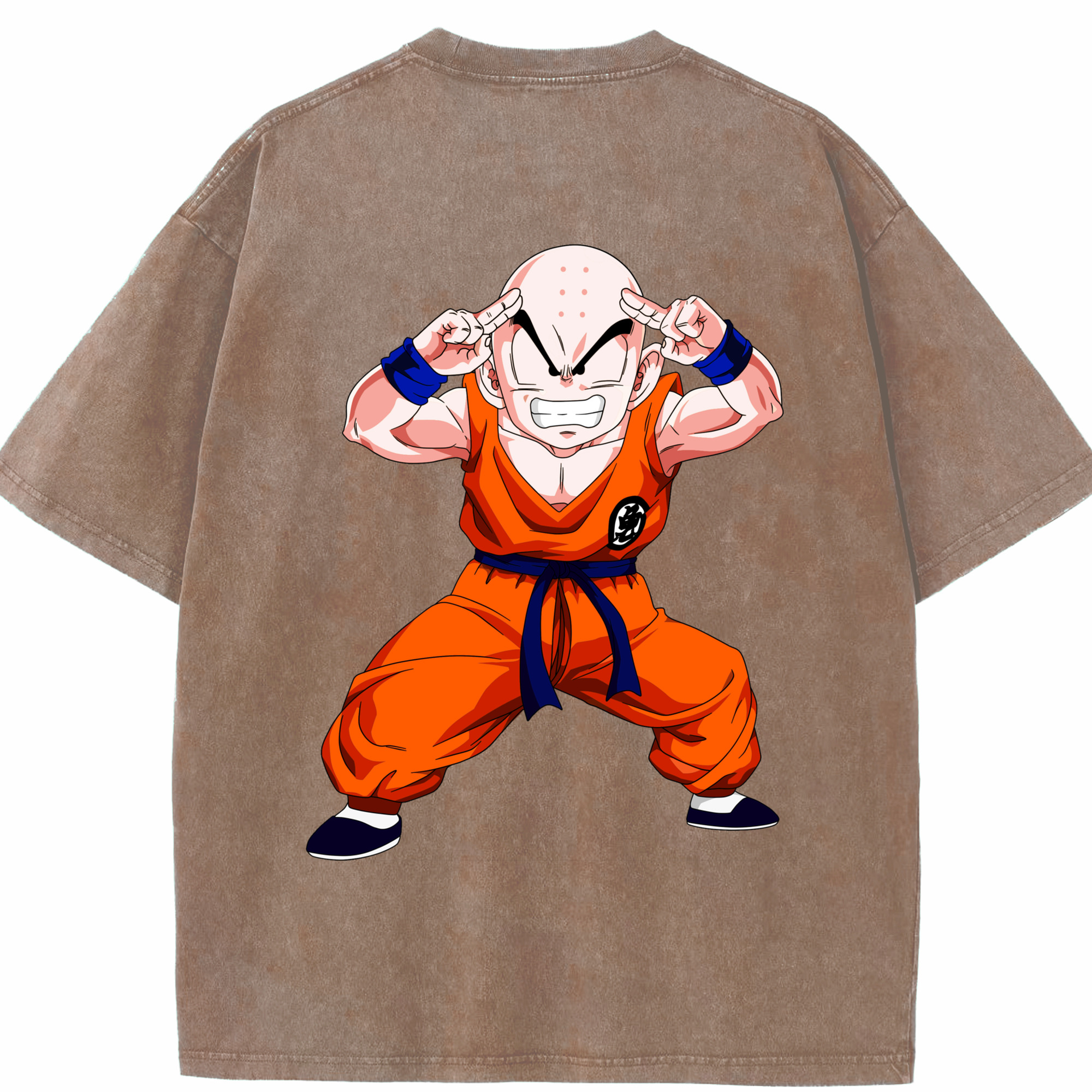 （画像用） ドラゴンボール クリリン DRAGON BALL krillin 綿100% ヴィンテージ風 半袖Tシャツ（背面プリント）