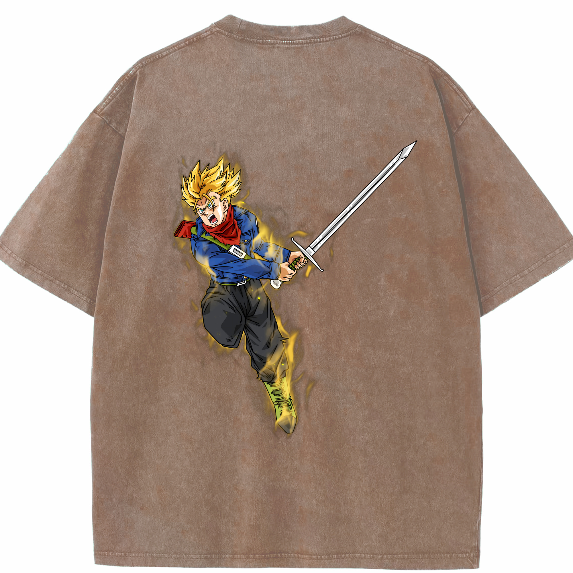 （画像用） ドラゴンボール トランクス（Torankusu）DRAGON BALL Trunks 綿100% ヴィンテージ風 半袖Tシャツ（背面プリント）
