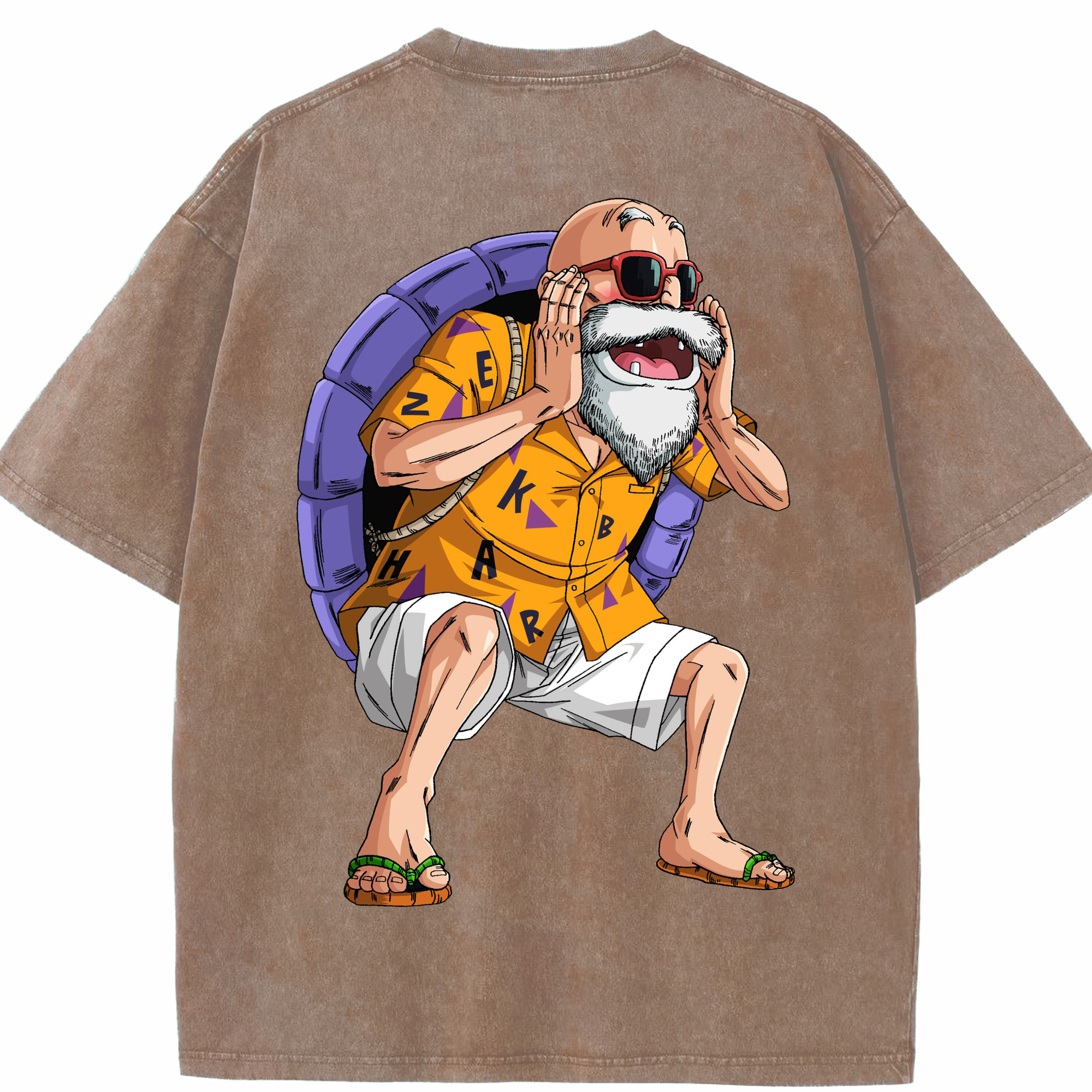 （画像用） ドラゴンボール 亀仙人（かめせんにん） DRAGON BALL Master Roshi Kame Sennin 綿100% ヴィンテージ風 半袖Tシャツ（背面プリント）