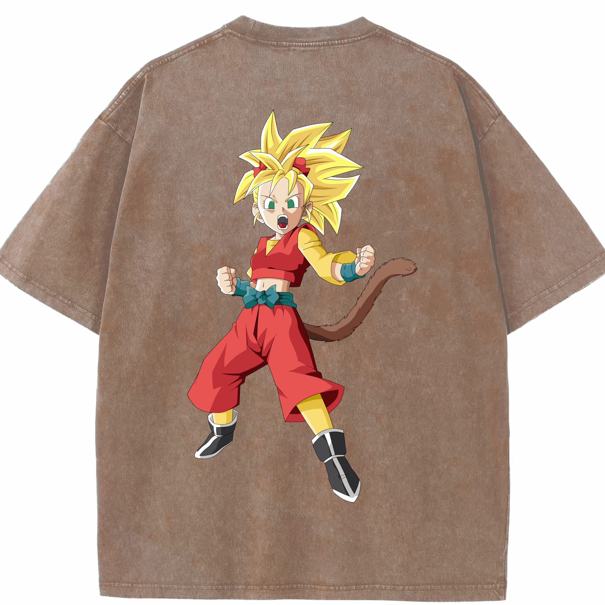 （画像用） ドラゴンボール カリフラ DRAGON BALL Caulifla 綿100% ヴィンテージ風 半袖Tシャツ（背面プリント）