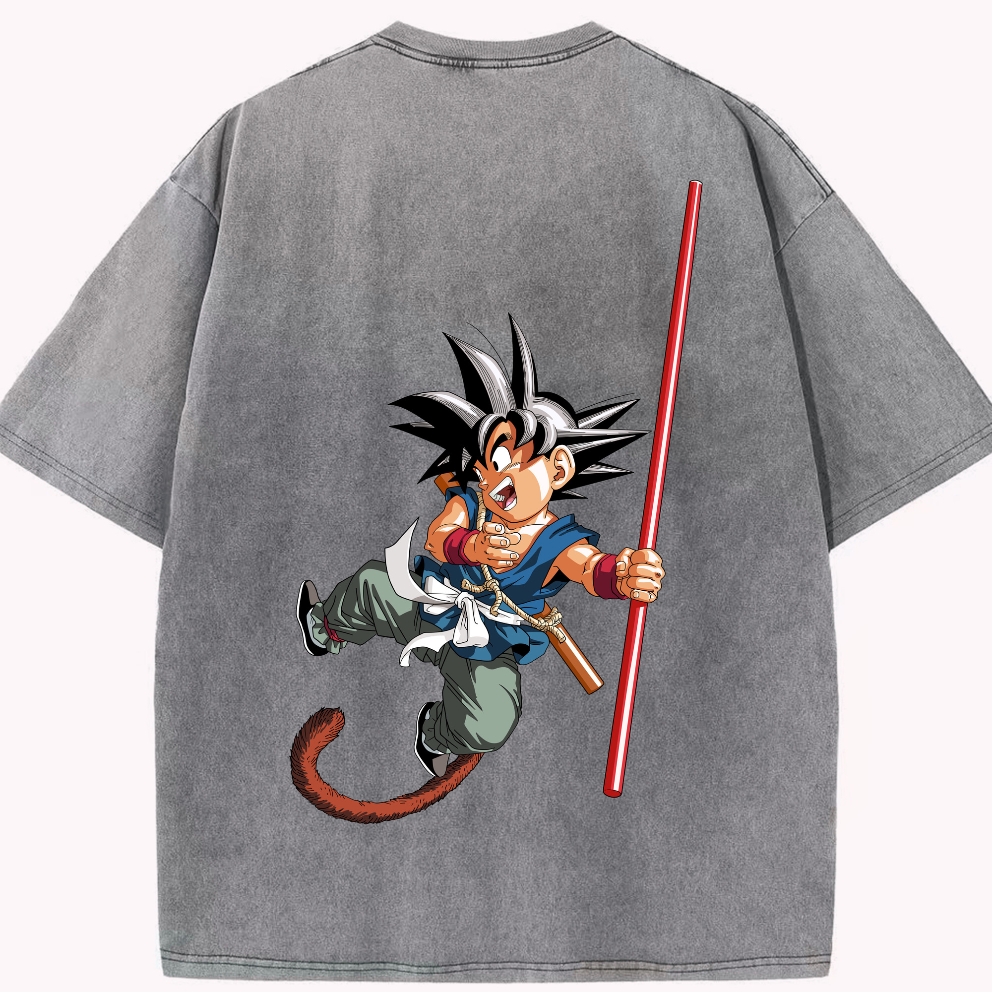 （画像用） ドラゴンボール 孫悟空（そん ごくう）Son Goku カカロット DRAGON BALL Kakarotto 綿100% ヴィンテージ風 半袖Tシャツ（背面プリント）