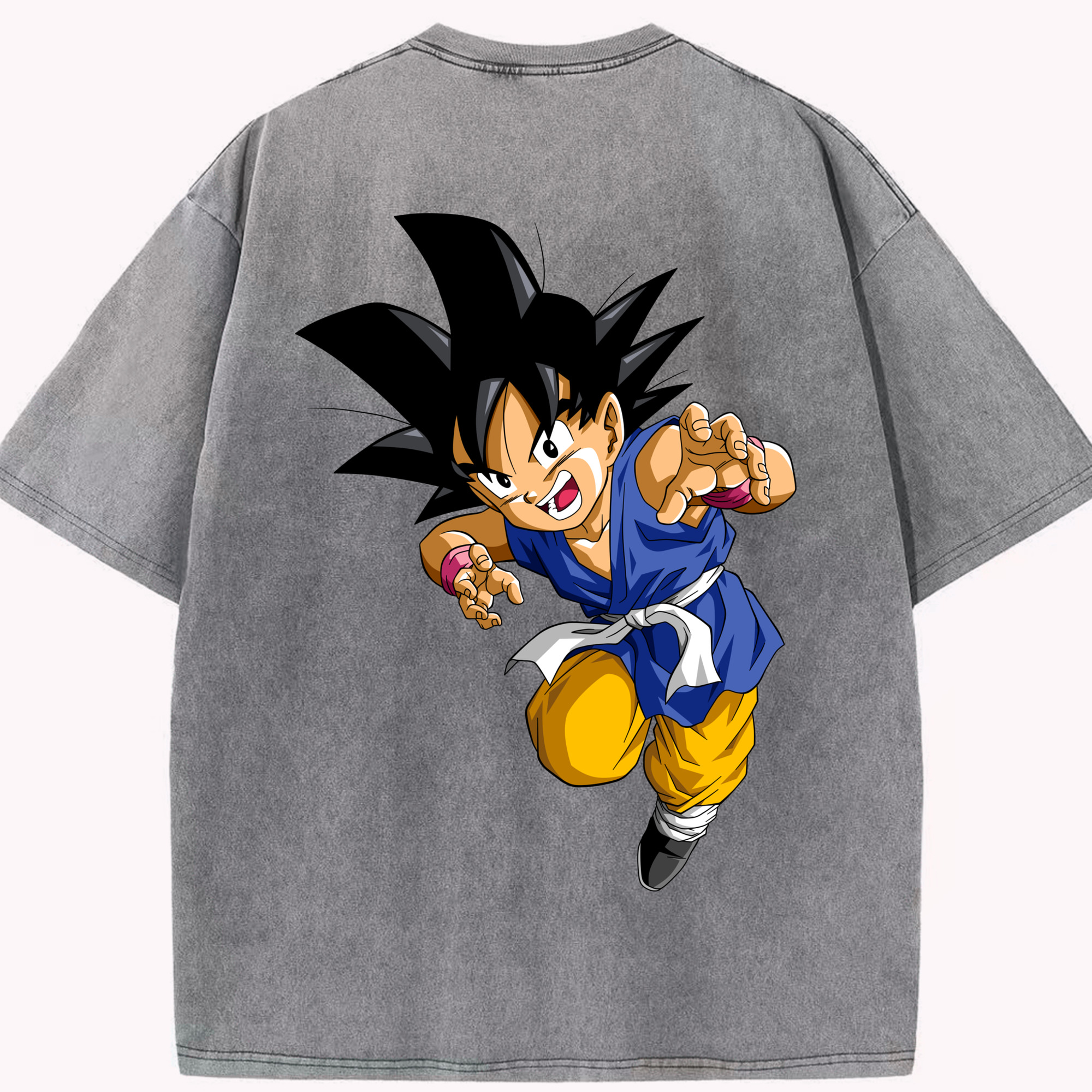 （画像用） ドラゴンボール 孫悟空（そん ごくう）Son Goku カカロット DRAGON BALL Kakarotto 綿100% ヴィンテージ風 半袖Tシャツ（背面プリント）