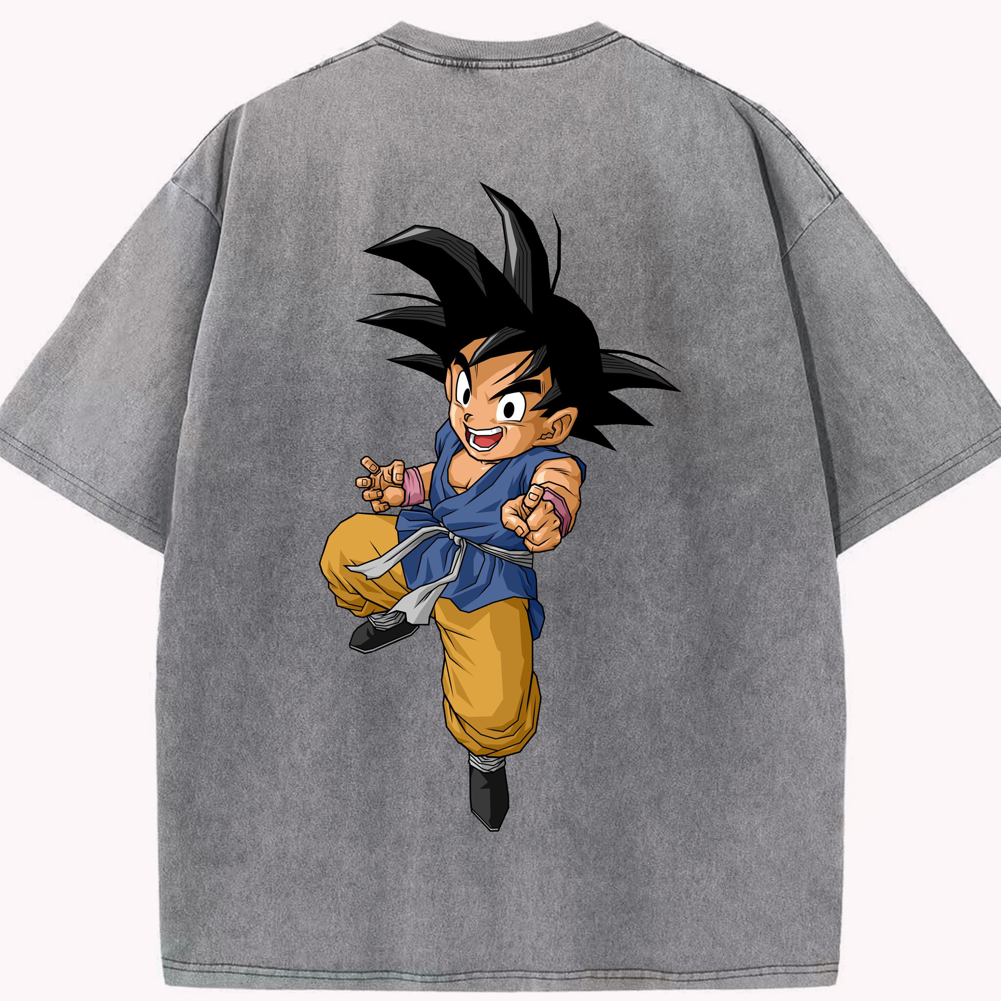 （画像用） ドラゴンボール 孫悟空（そん ごくう）Son Goku カカロット DRAGON BALL Kakarotto 綿100% ヴィンテージ風 半袖Tシャツ（背面プリント）