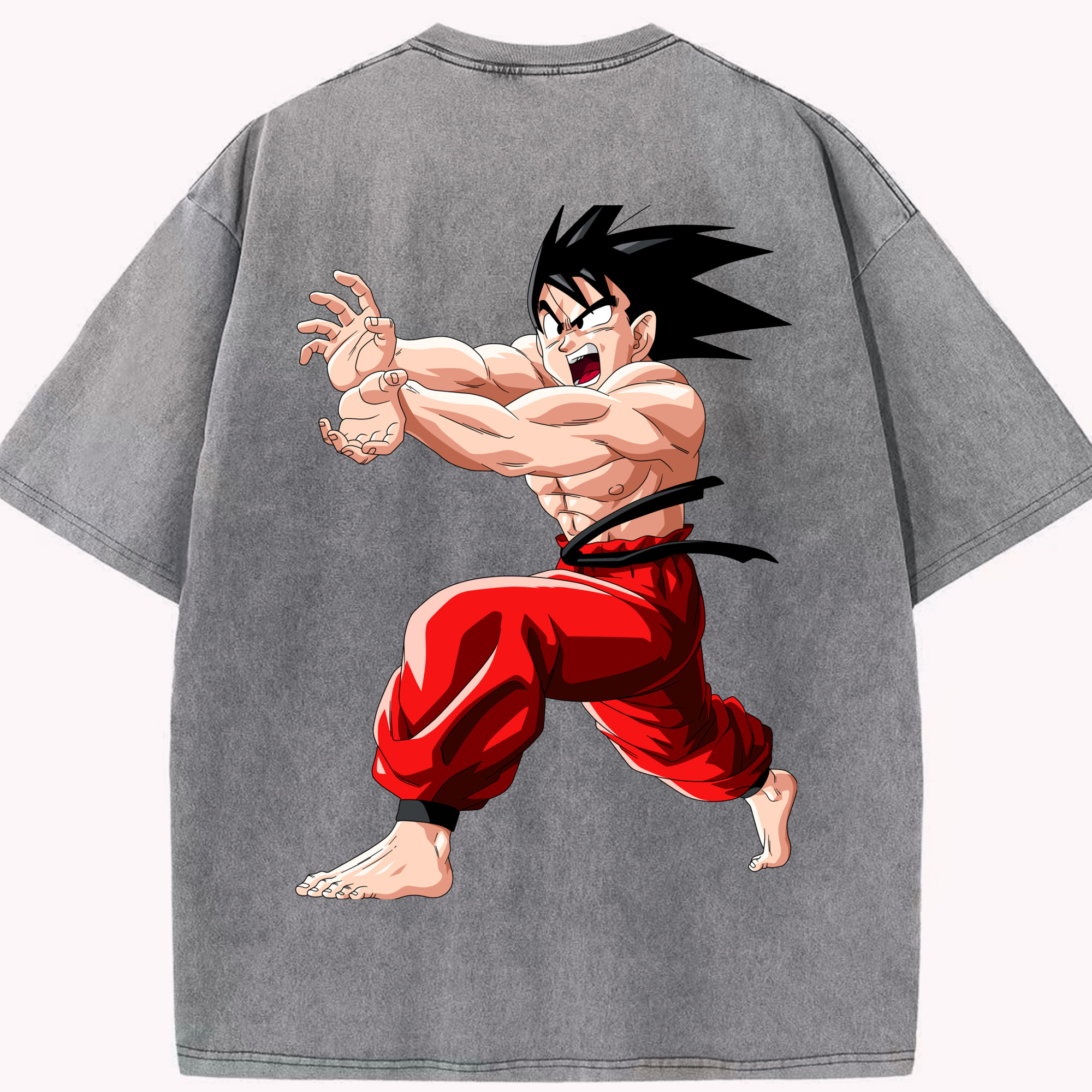 （画像用） ドラゴンボール 孫悟空（そん ごくう）Son Goku カカロット DRAGON BALL Kakarotto 綿100% ヴィンテージ風 半袖Tシャツ（背面プリント）