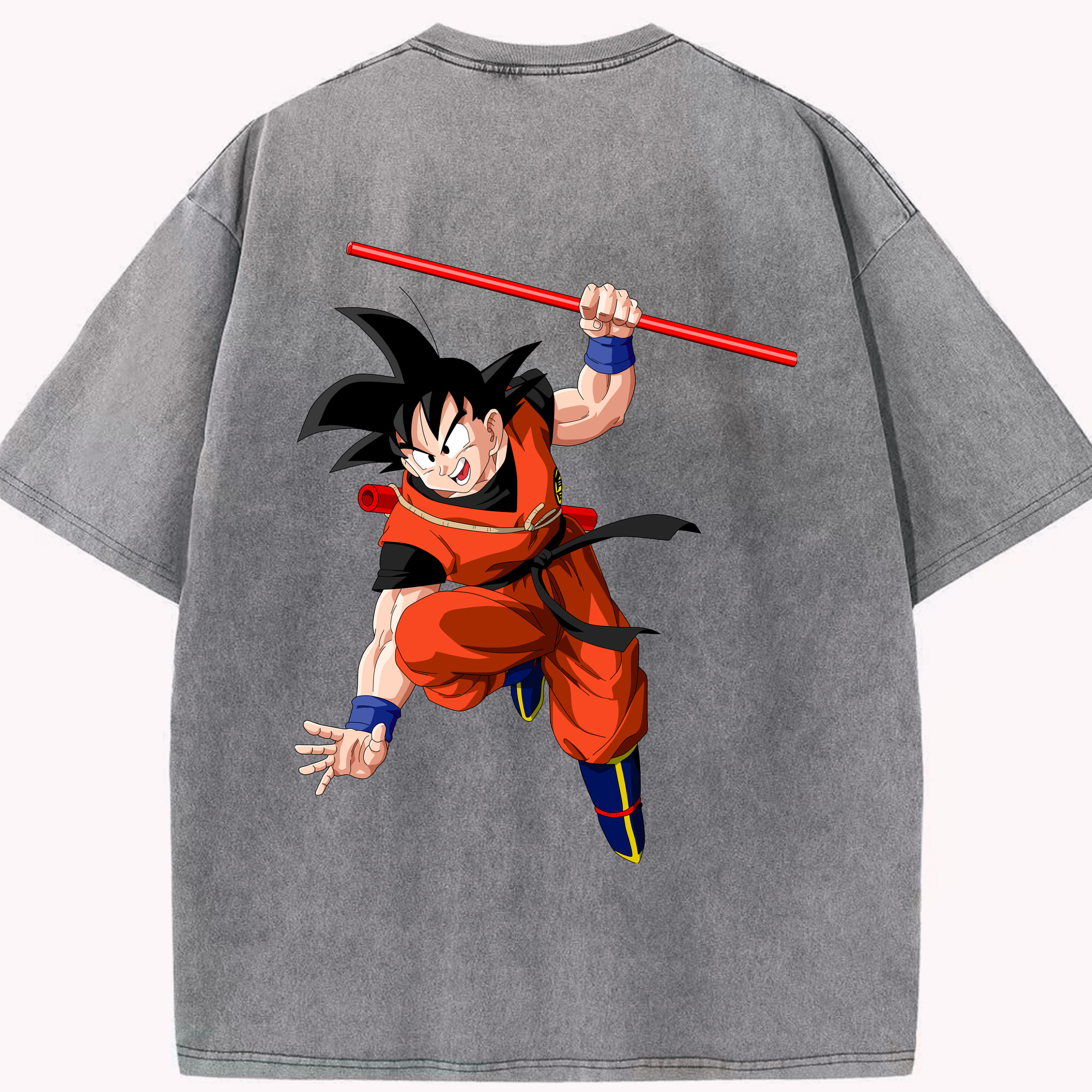 （画像用） ドラゴンボール 孫悟空（そん ごくう）Son Goku カカロット DRAGON BALL Kakarotto 綿100% ヴィンテージ風 半袖Tシャツ（背面プリント）