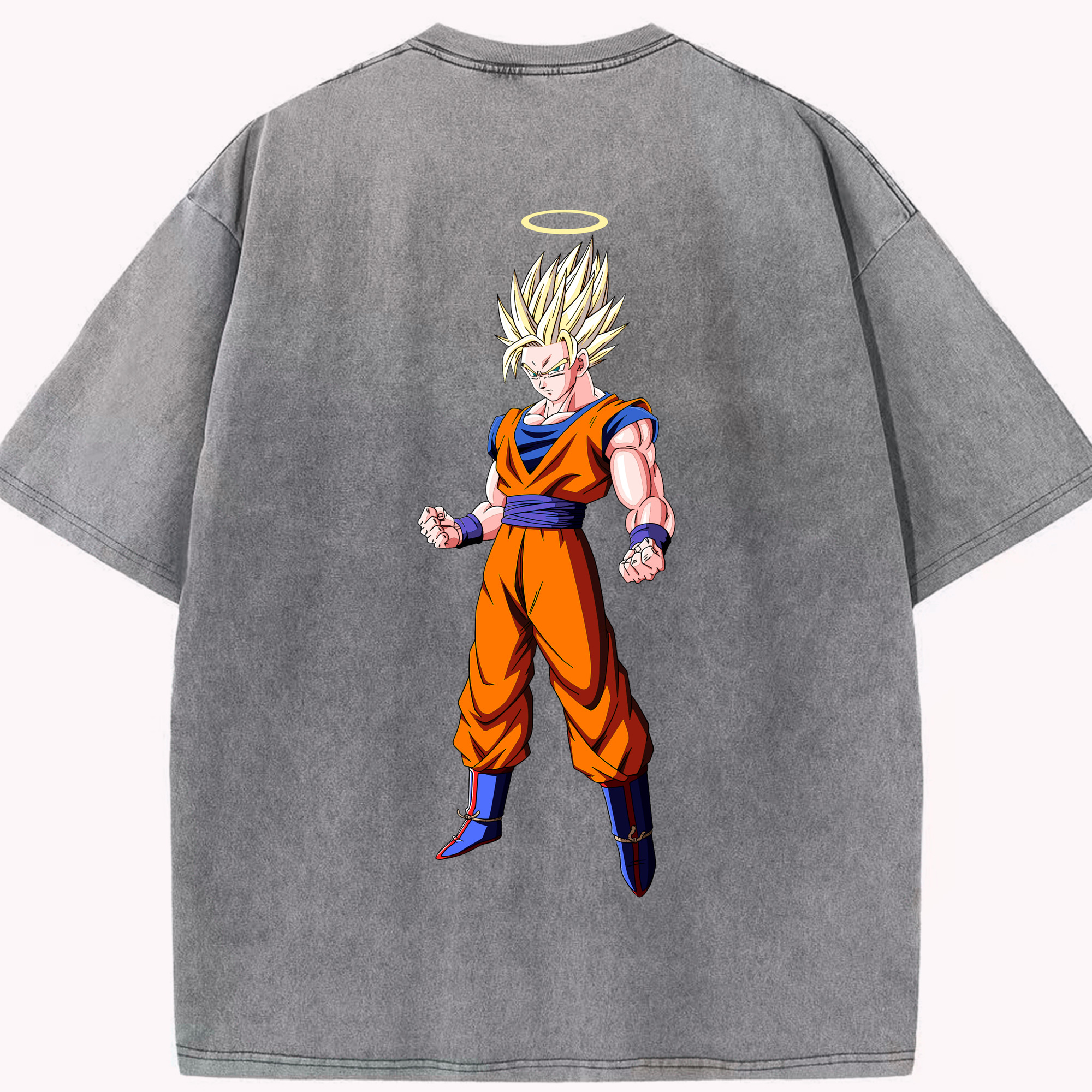 （画像用） ドラゴンボール 孫悟空（そん ごくう）Son Goku カカロット DRAGON BALL Kakarotto 綿100% ヴィンテージ風 半袖Tシャツ（背面プリント）