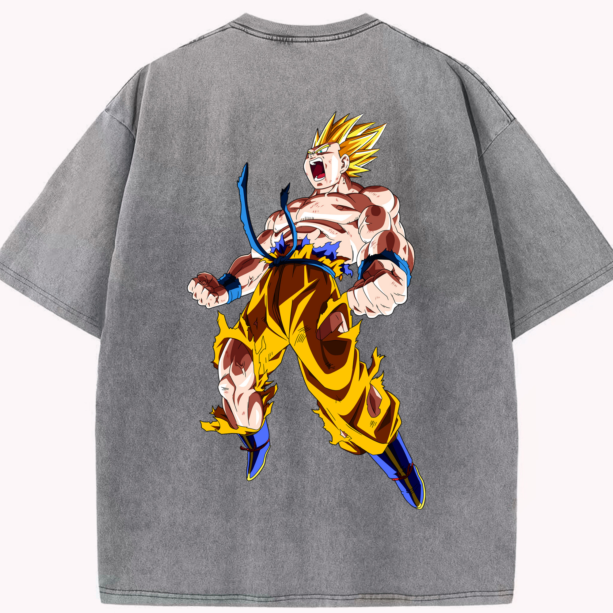 （画像用） ドラゴンボール 孫悟空（そん ごくう）Son Goku カカロット DRAGON BALL Kakarotto 綿100% ヴィンテージ風 半袖Tシャツ（背面プリント）