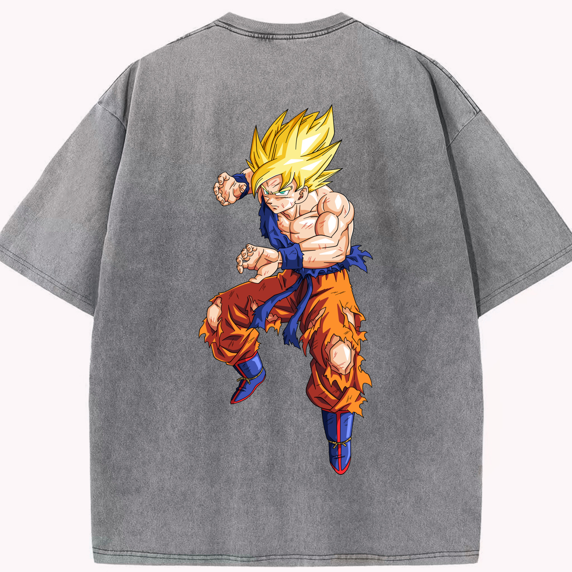 （画像用） ドラゴンボール 孫悟空（そん ごくう）Son Goku カカロット DRAGON BALL Kakarotto 綿100% ヴィンテージ風 半袖Tシャツ（背面プリント）