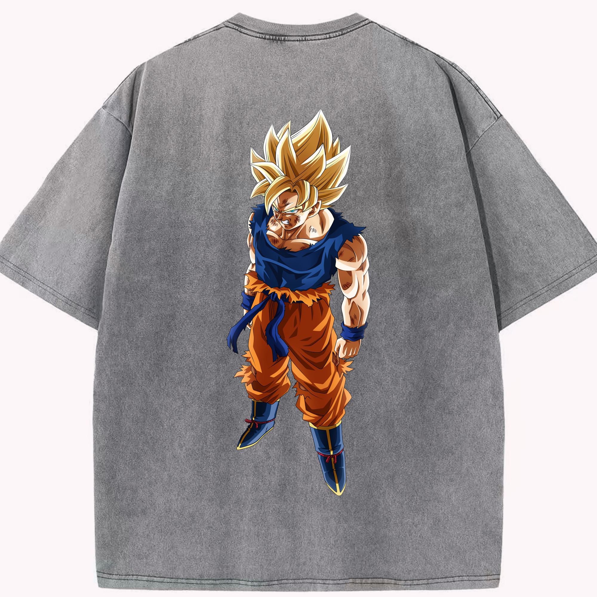 （画像用） ドラゴンボール 孫悟空（そん ごくう）Son Goku カカロット DRAGON BALL Kakarotto 綿100% ヴィンテージ風 半袖Tシャツ（背面プリント）