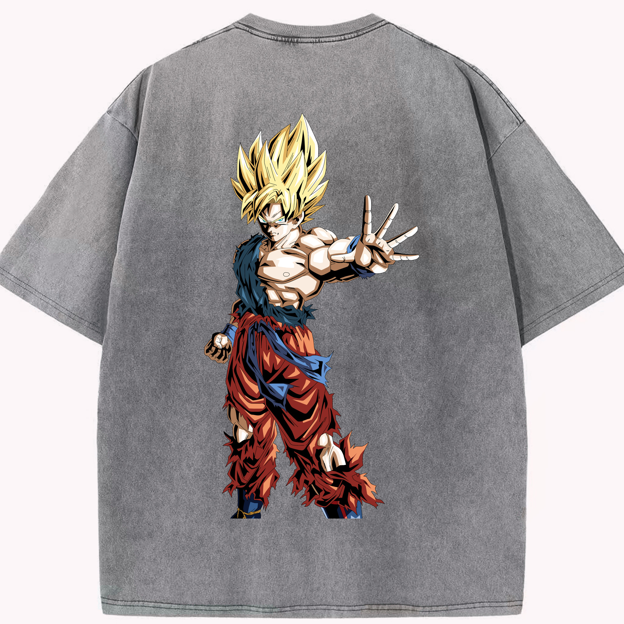 （画像用） ドラゴンボール 孫悟空（そん ごくう）Son Goku カカロット DRAGON BALL Kakarotto 綿100% ヴィンテージ風 半袖Tシャツ（背面プリント）