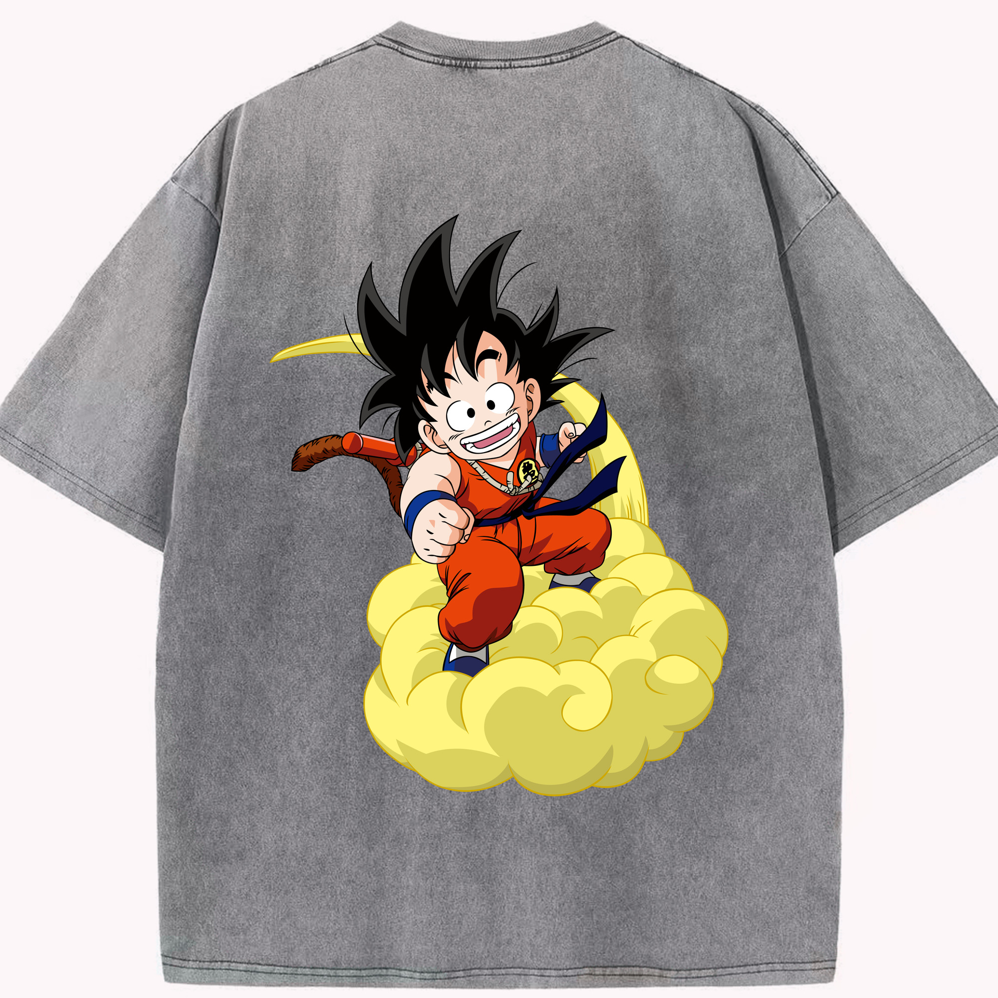 （画像用） ドラゴンボール 孫悟空（そん ごくう）Son Goku カカロット DRAGON BALL Kakarotto 綿100% ヴィンテージ風 半袖Tシャツ（背面プリント）