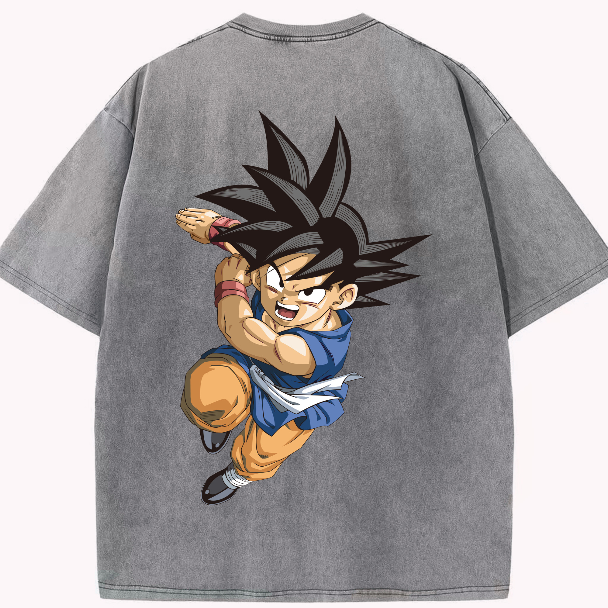 （画像用） ドラゴンボール 孫悟空（そん ごくう）Son Goku カカロット DRAGON BALL Kakarotto 綿100% ヴィンテージ風 半袖Tシャツ（背面プリント）
