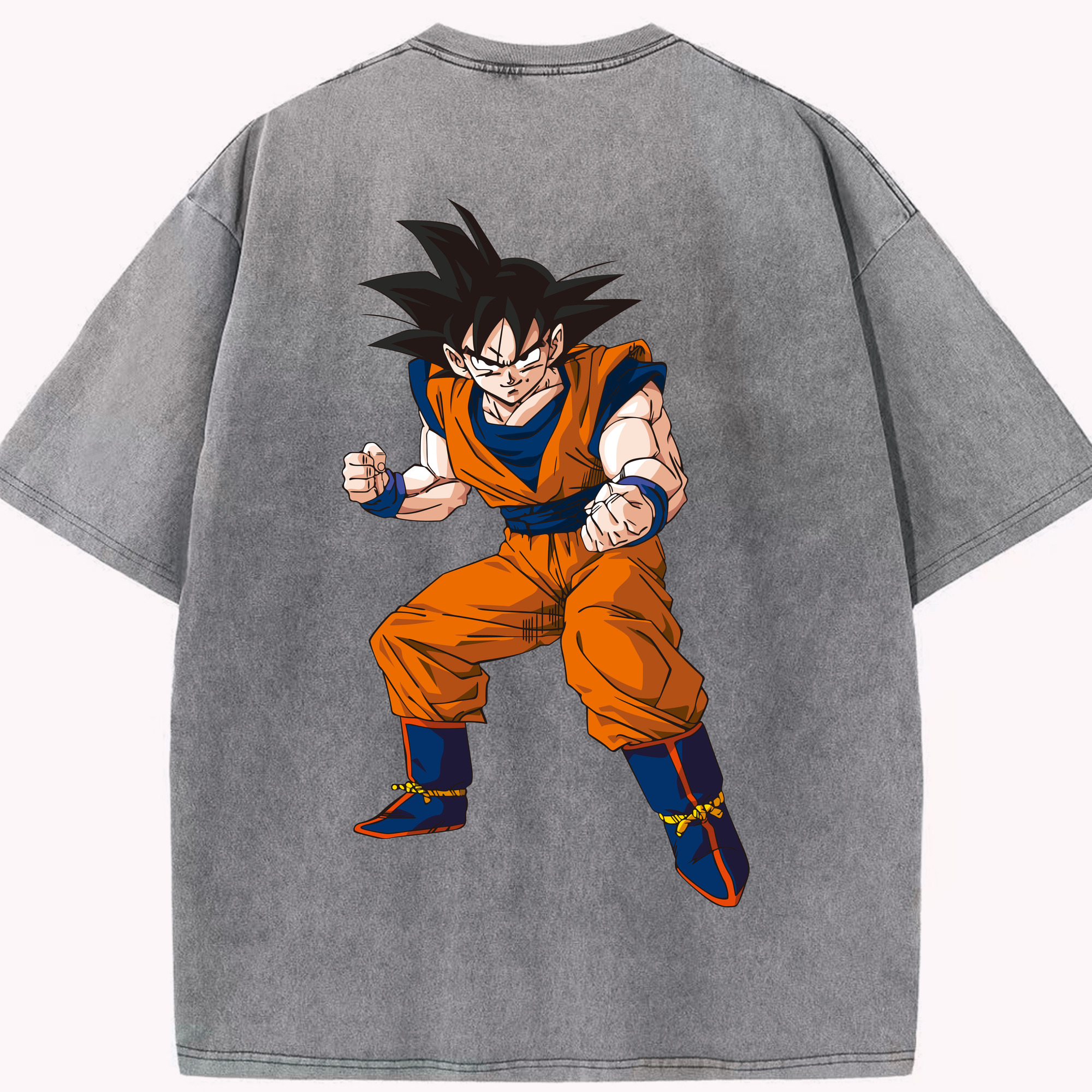 （画像用） ドラゴンボール 孫悟空（そん ごくう）Son Goku カカロット DRAGON BALL Kakarotto 綿100% ヴィンテージ風 半袖Tシャツ（背面プリント）